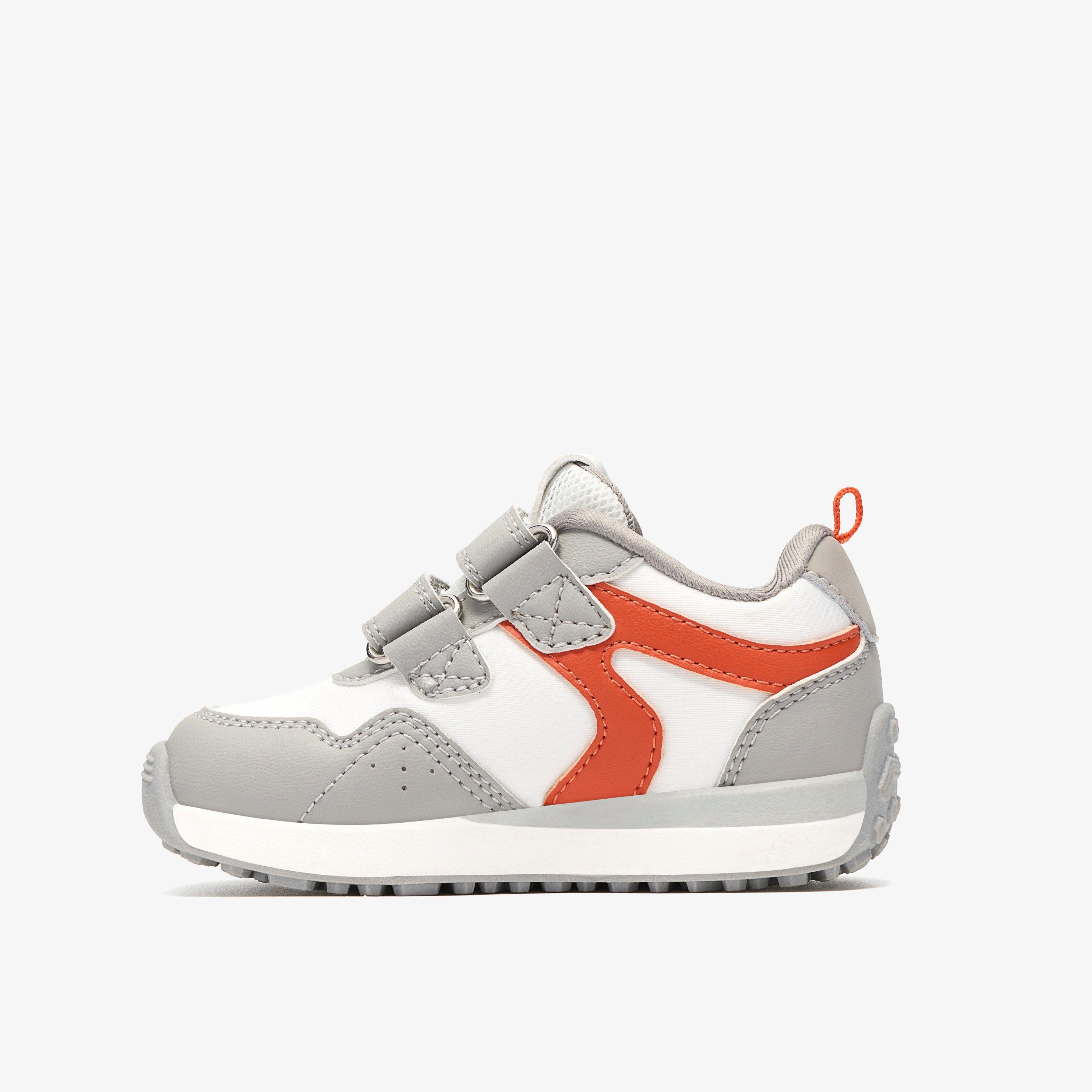Dyrham Dash Toddler White/Orange Trainers Riptape, view 2 of 6