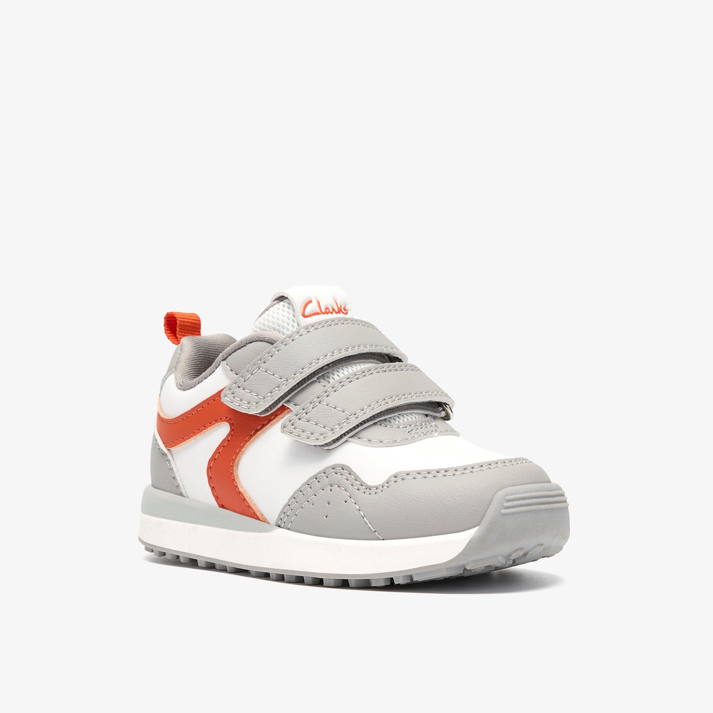 Dyrham Dash Toddler White/Orange Trainers Riptape, view 4 of 6