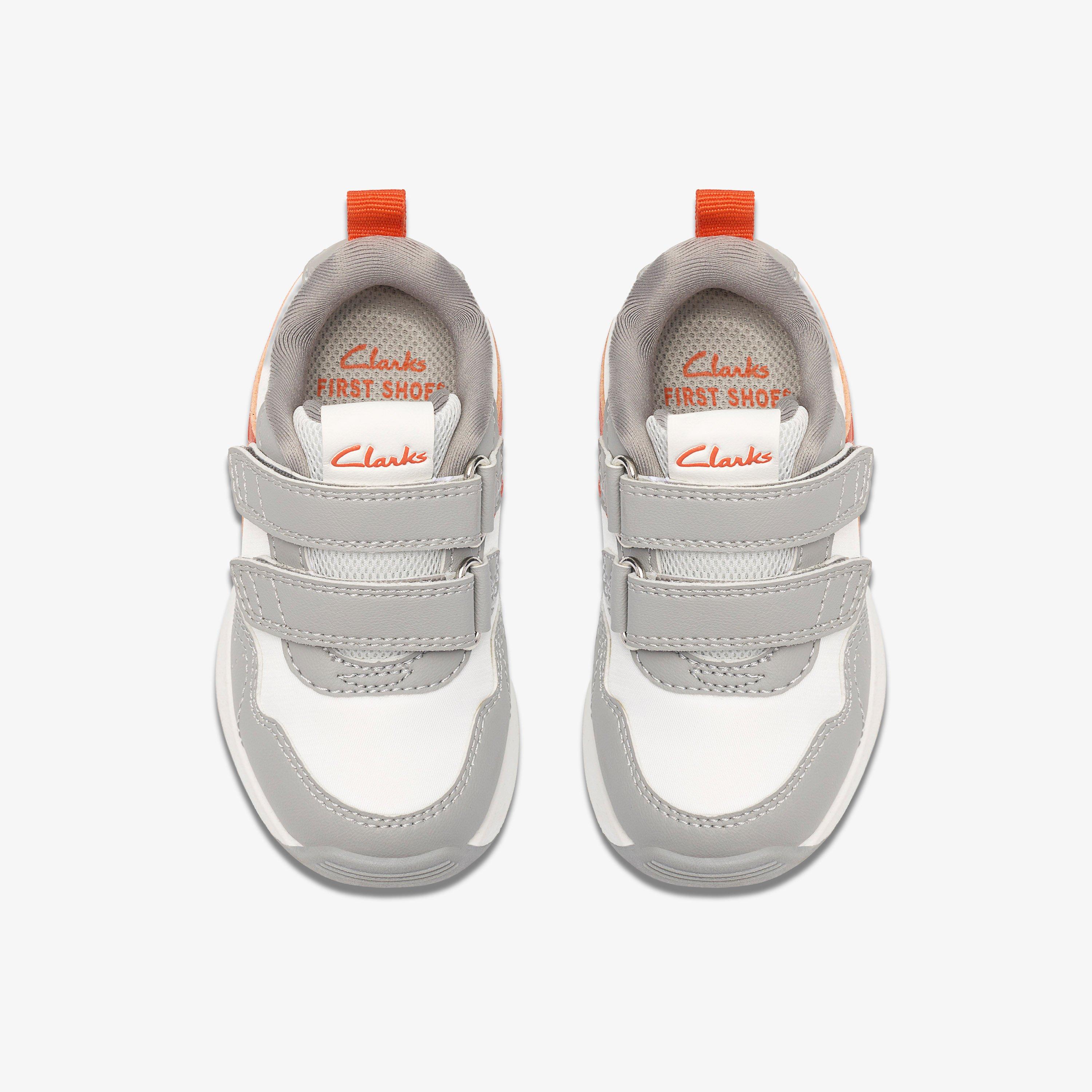 Dyrham Dash Toddler White/Orange Trainers Riptape, view 6 of 6