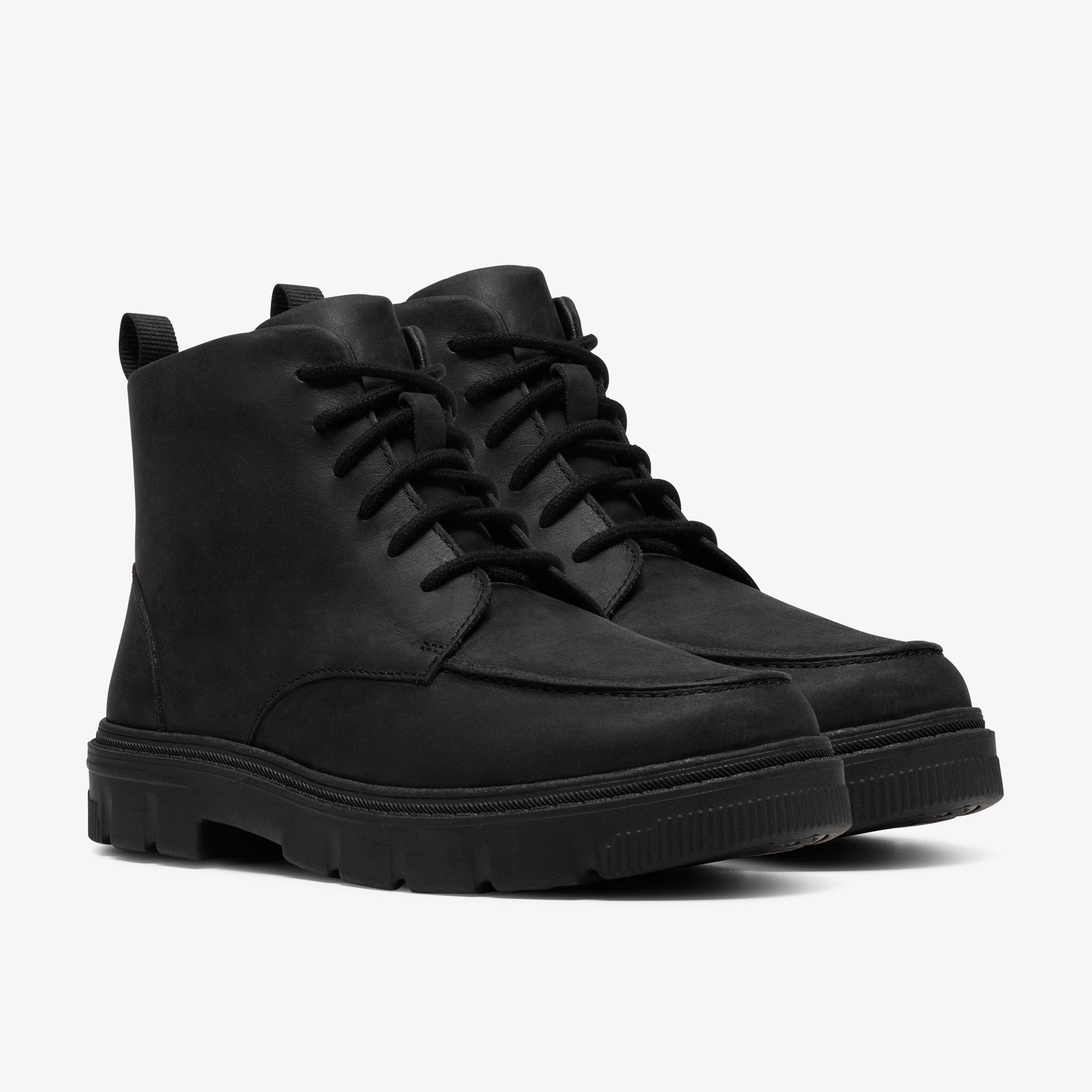 Lorcam Hill Older Black Leather Ankle Boots School Shoes, view 4 of 8