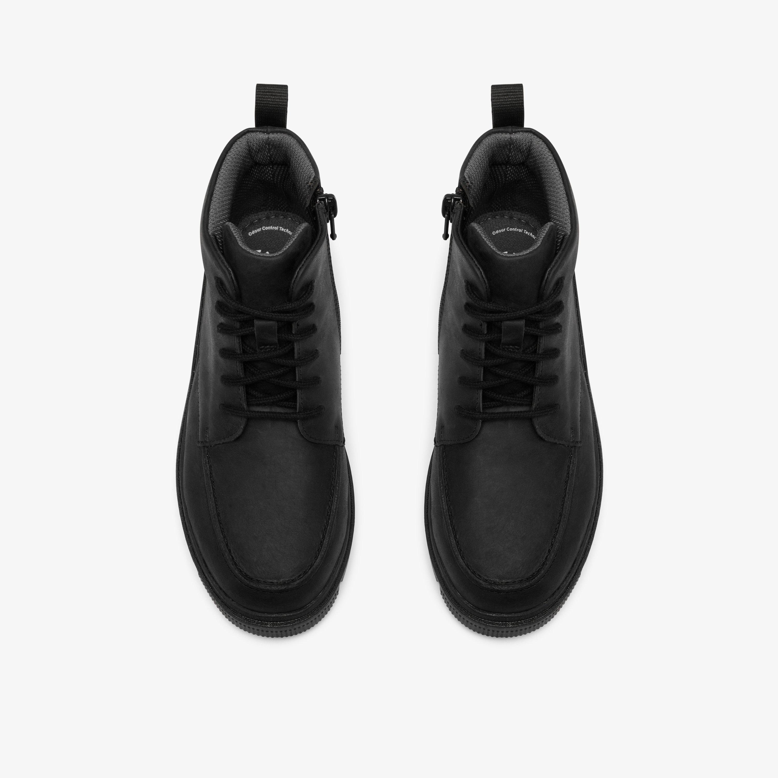 Lorcam Hill Older Black Leather Ankle Boots School Shoes, view 6 of 8