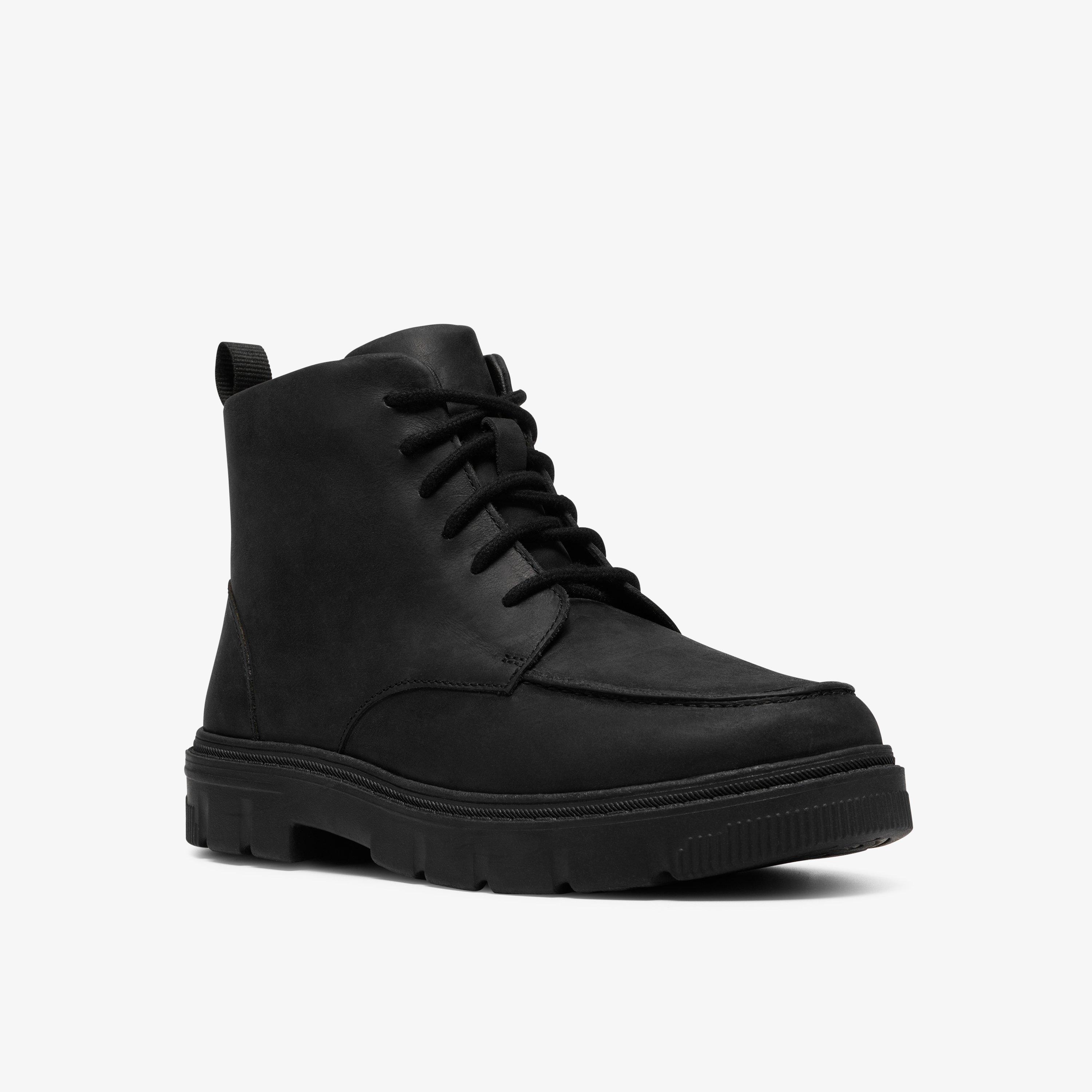 Lorcam Hill Older Black Leather Ankle Boots School Shoes, view 7 of 8