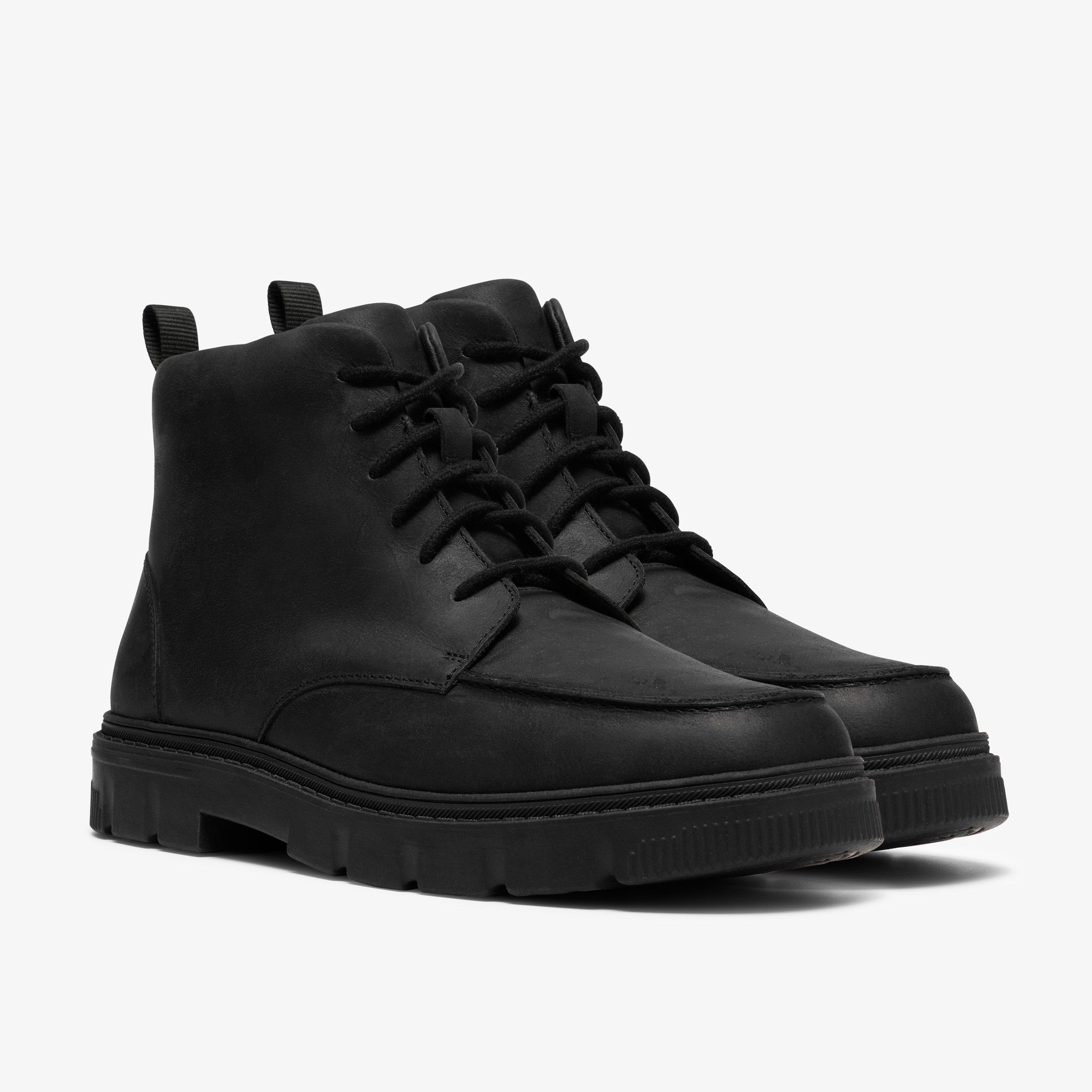 Lorcam Hill Youth Black Leather Ankle Boots School Shoes, view 4 of 8