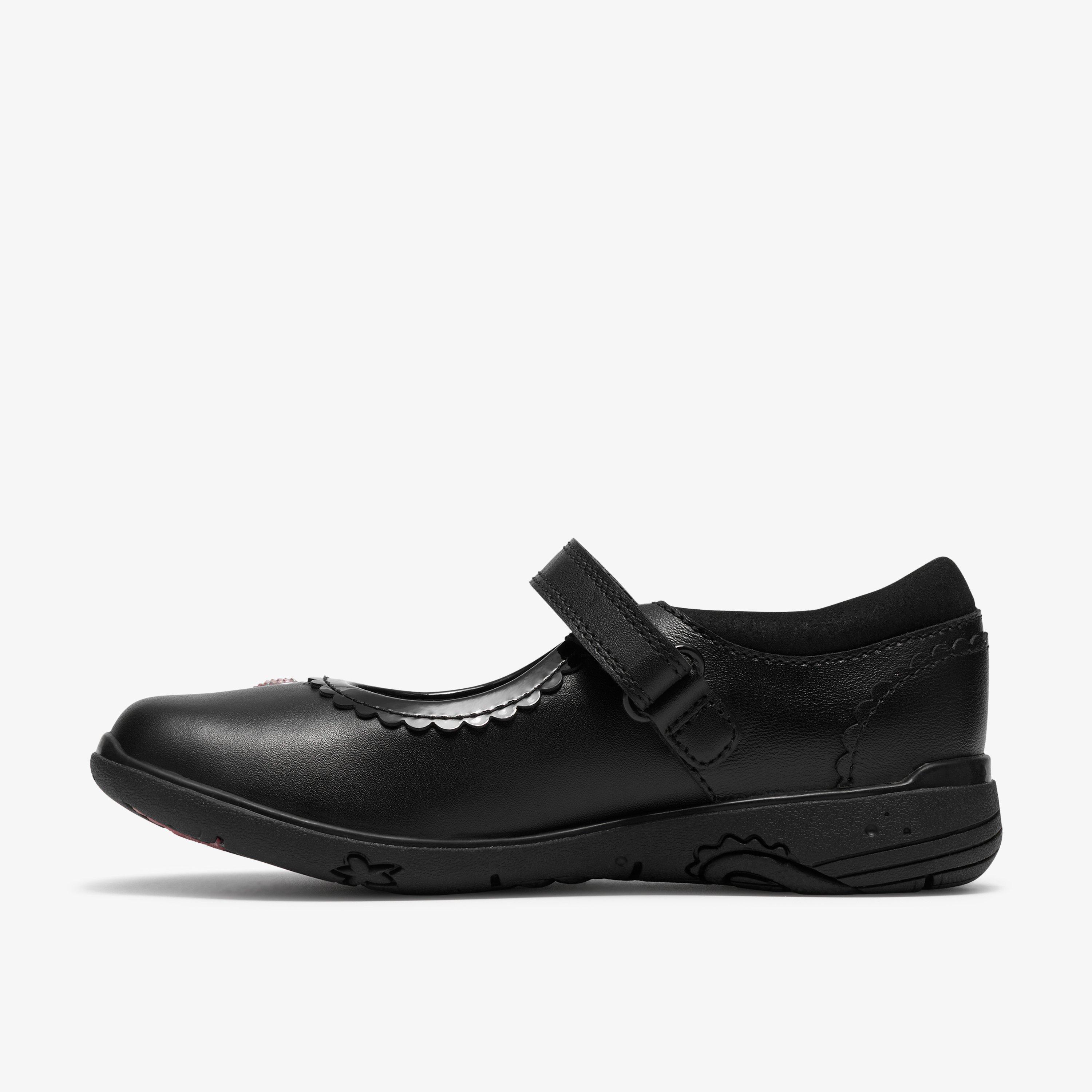 Relda Heart Kid Black Leather Mary Jane School Shoes, view 2 of 6