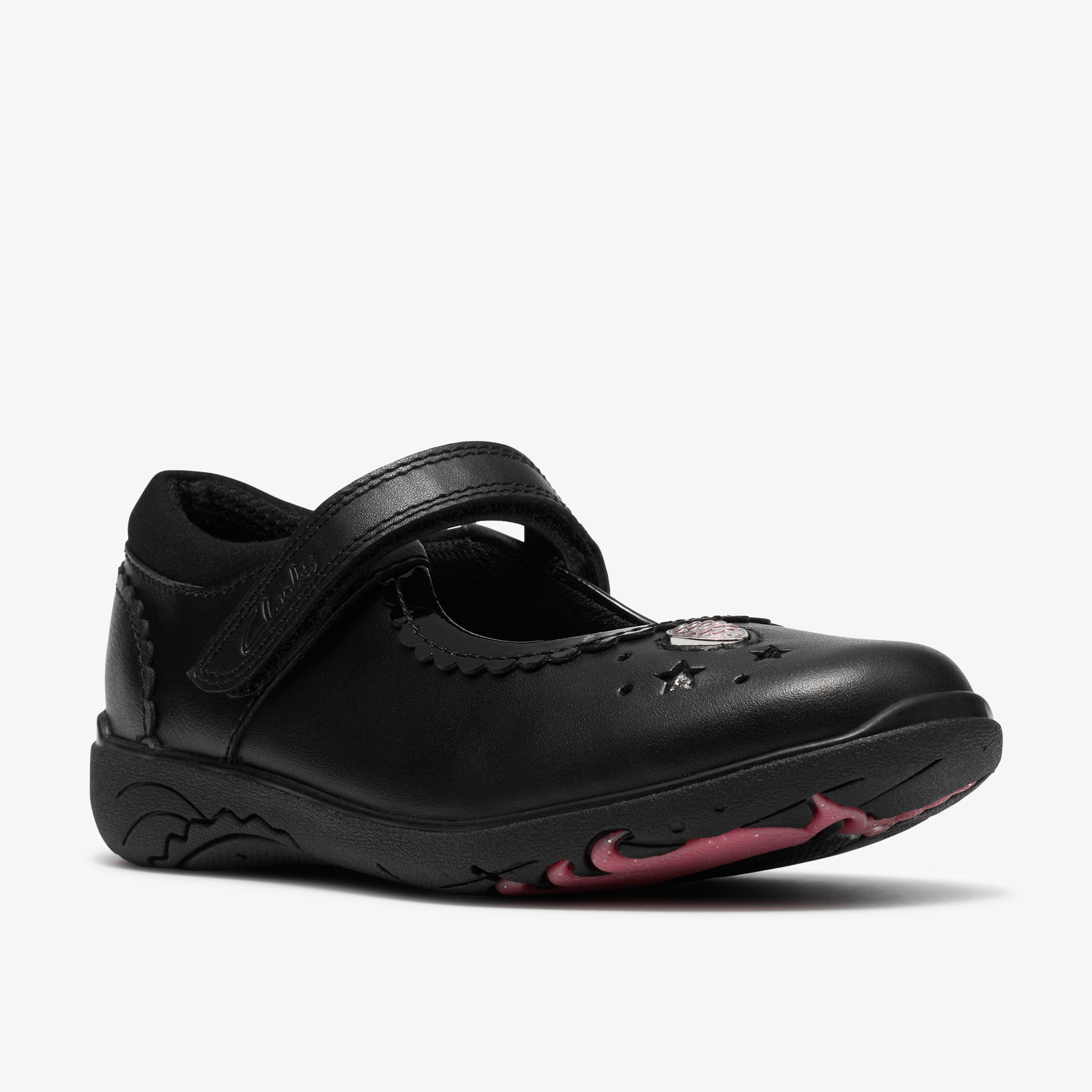 Relda Heart Kid Black Leather Mary Jane School Shoes, view 4 of 6