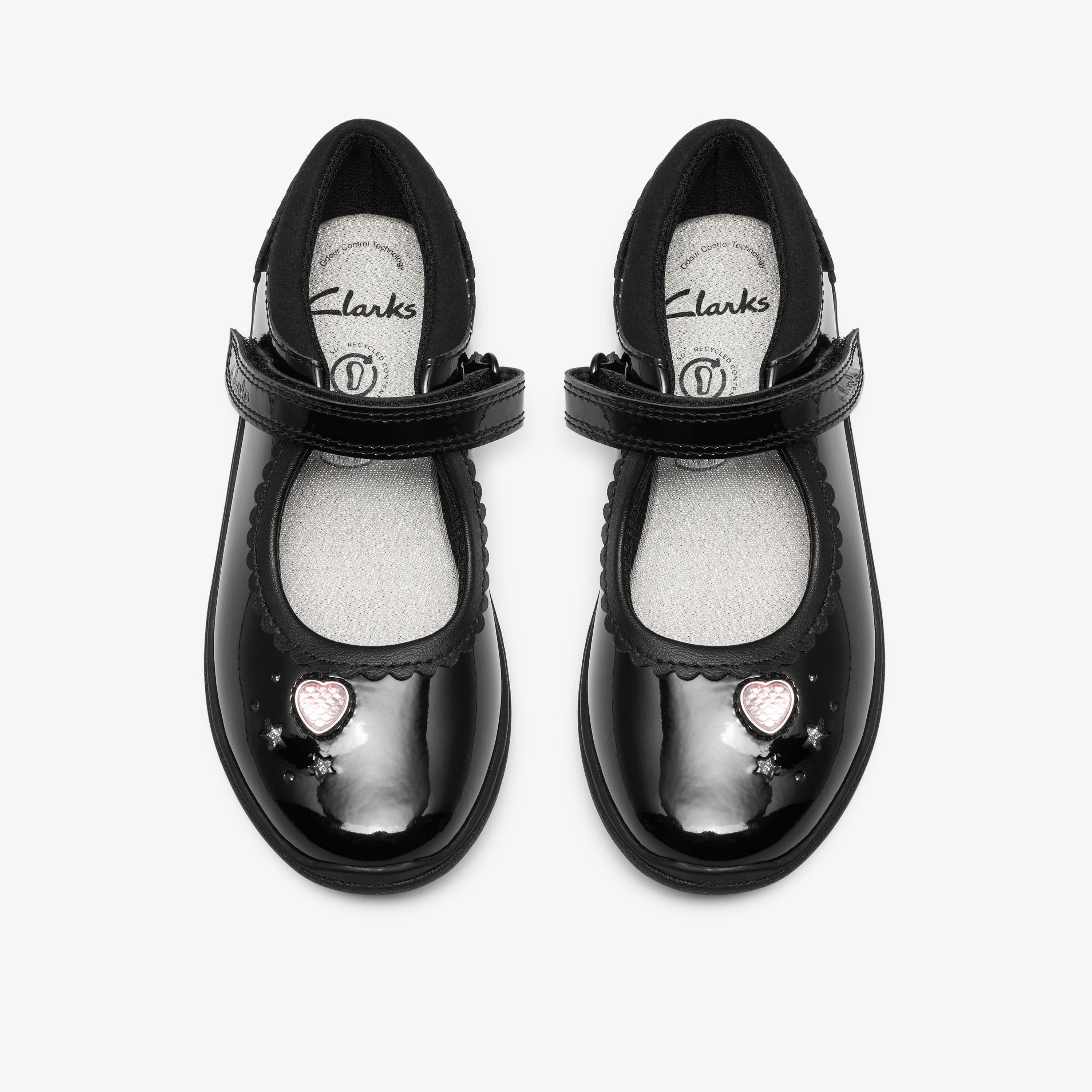 Relda Heart Kid Black Patent Mary Jane School Shoes, view 6 of 6