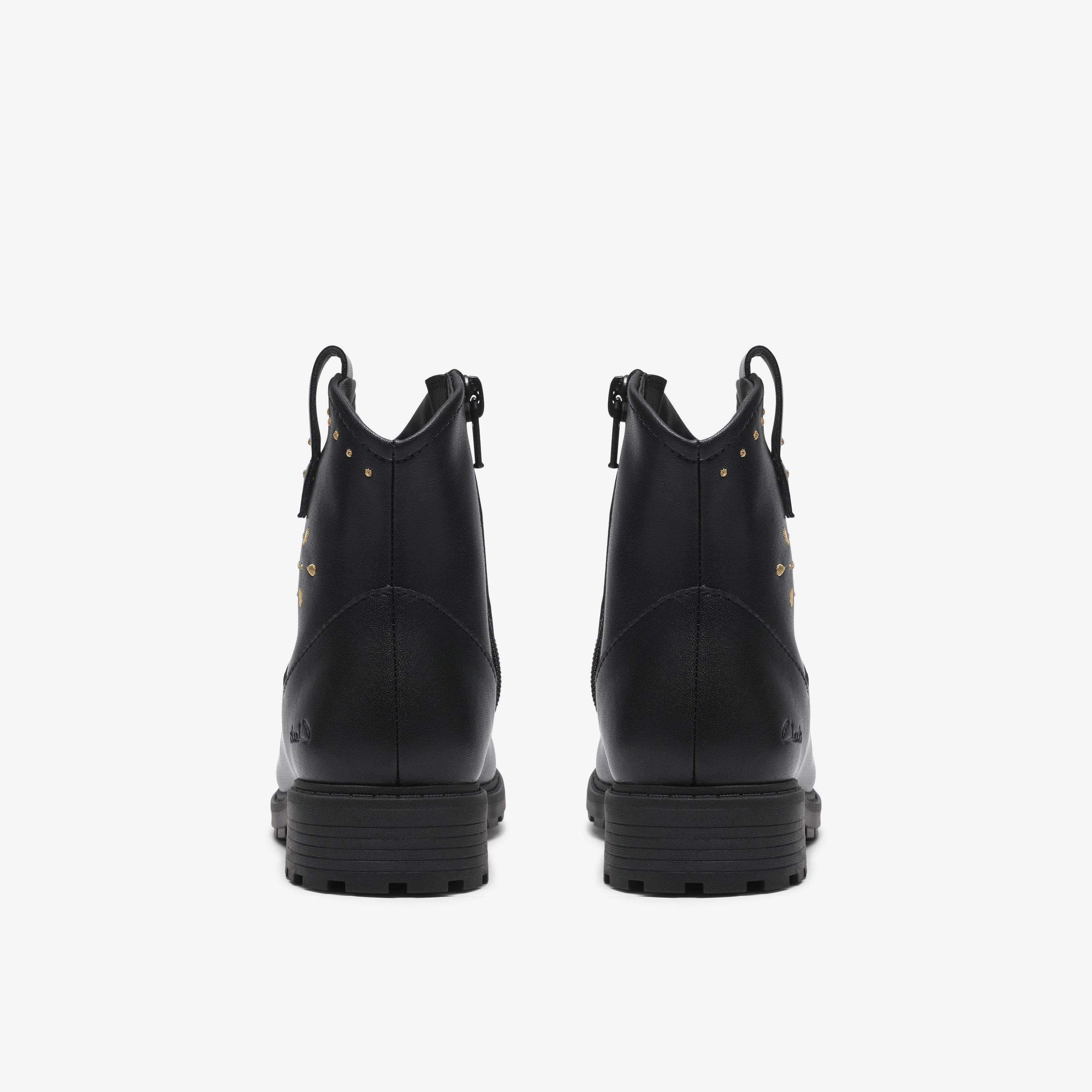 Tessyn Stud Kid Black Ankle Boots School Shoes, view 5 of 6