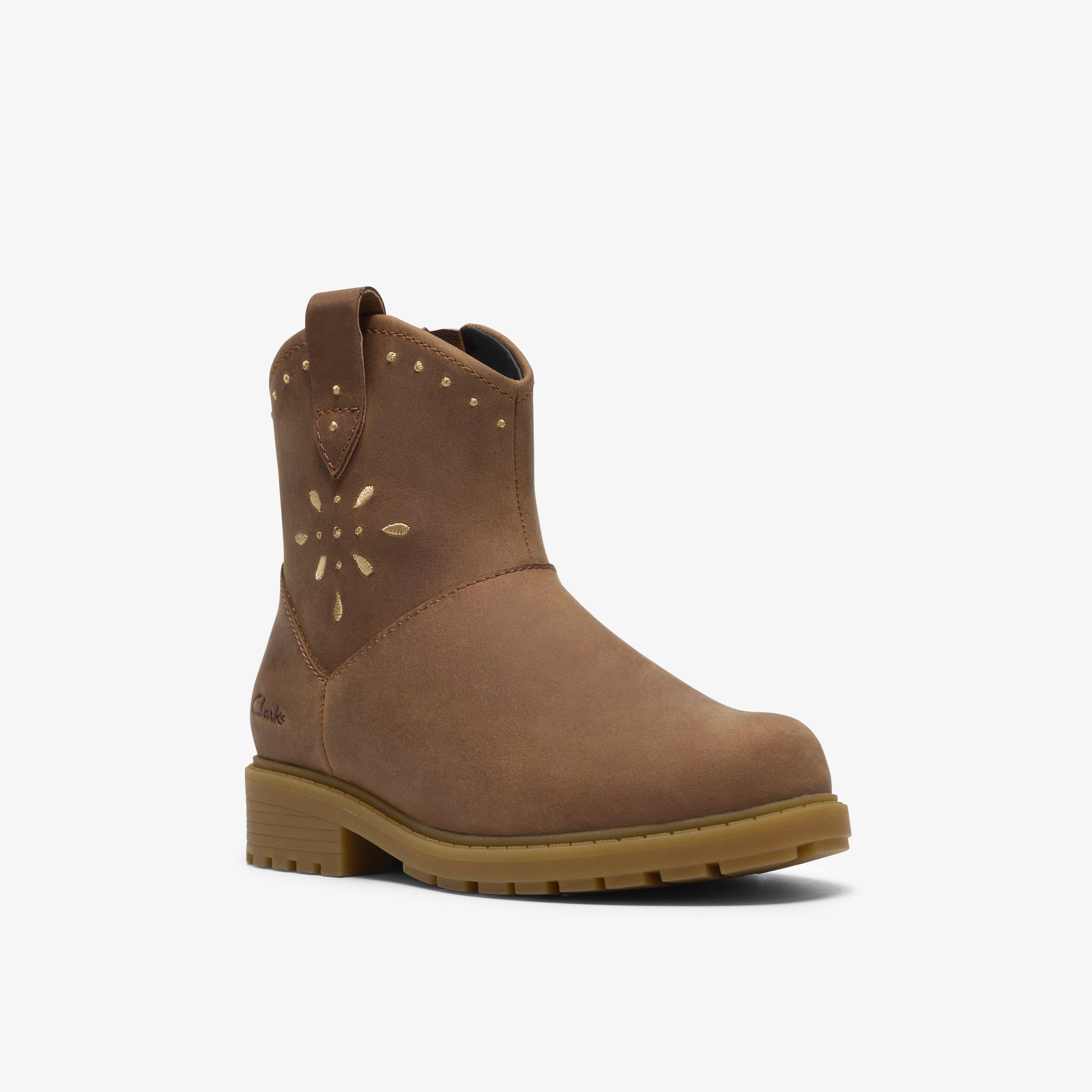 Tessyn Stud Kid Tan Ankle Boots, view 4 of 6