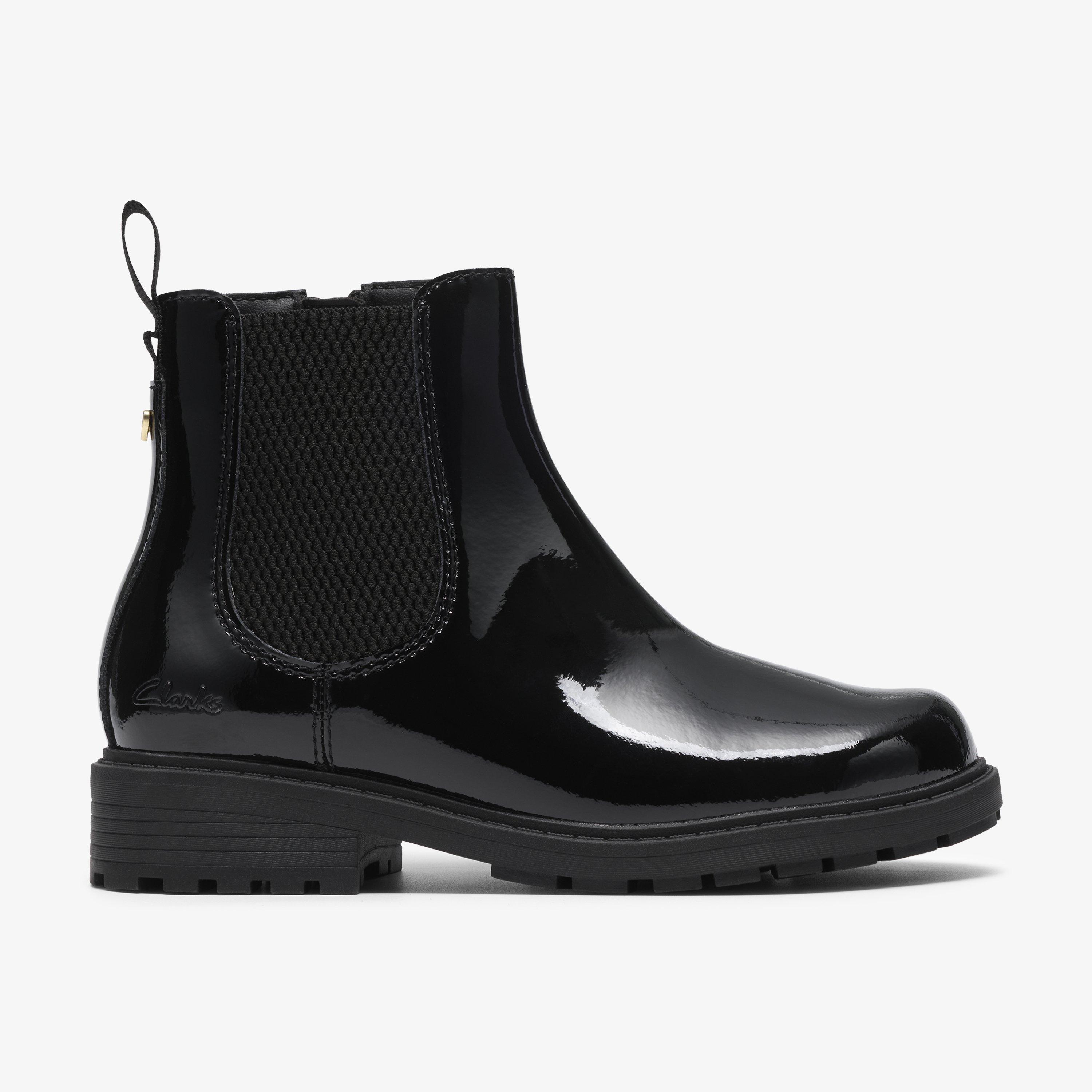 Tessyn Style Kid Black Patent Ankle Boots School Shoes, view 1 of 6