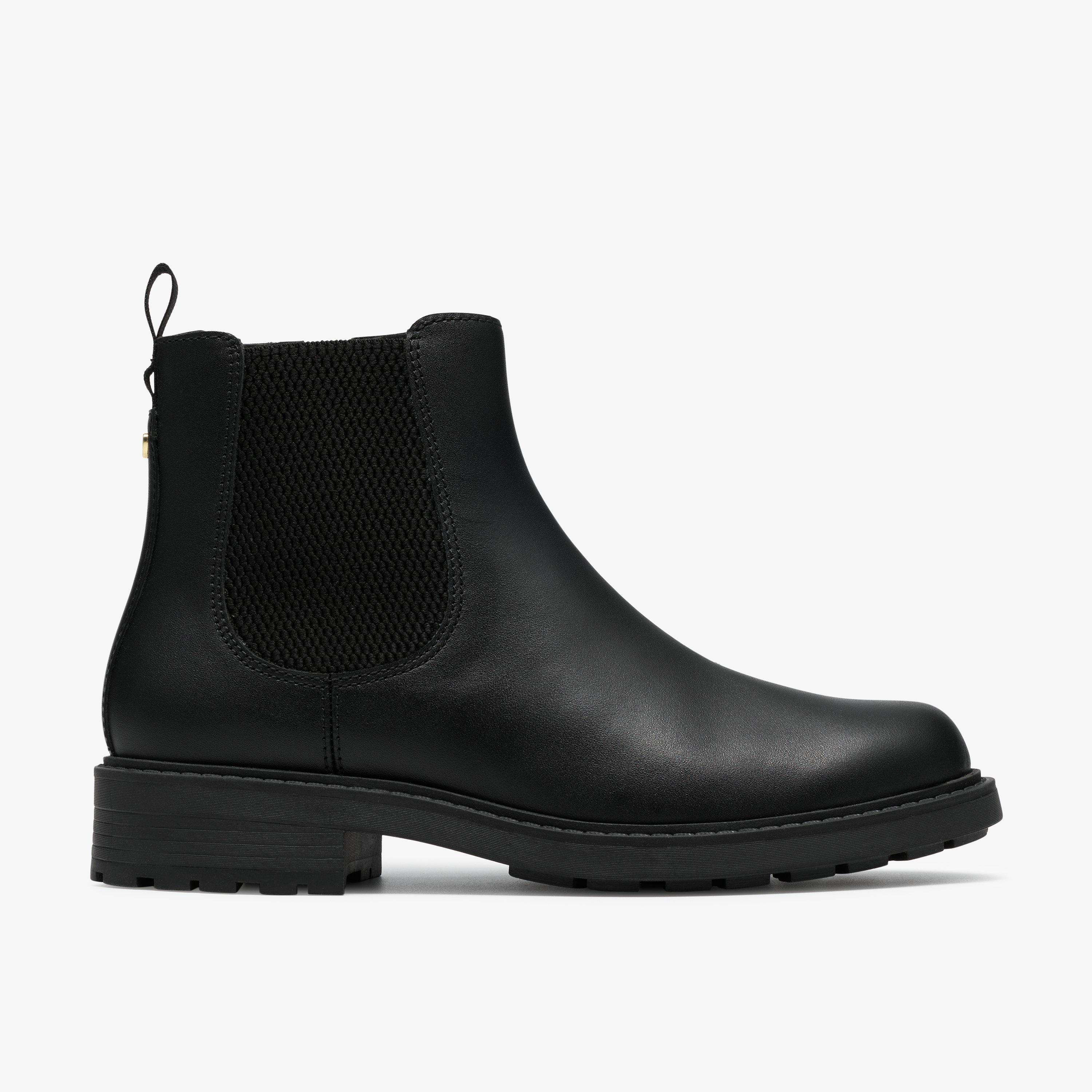 TessynStyle Youth Black Leather Ankle Boots School Shoes, view 1 of 6