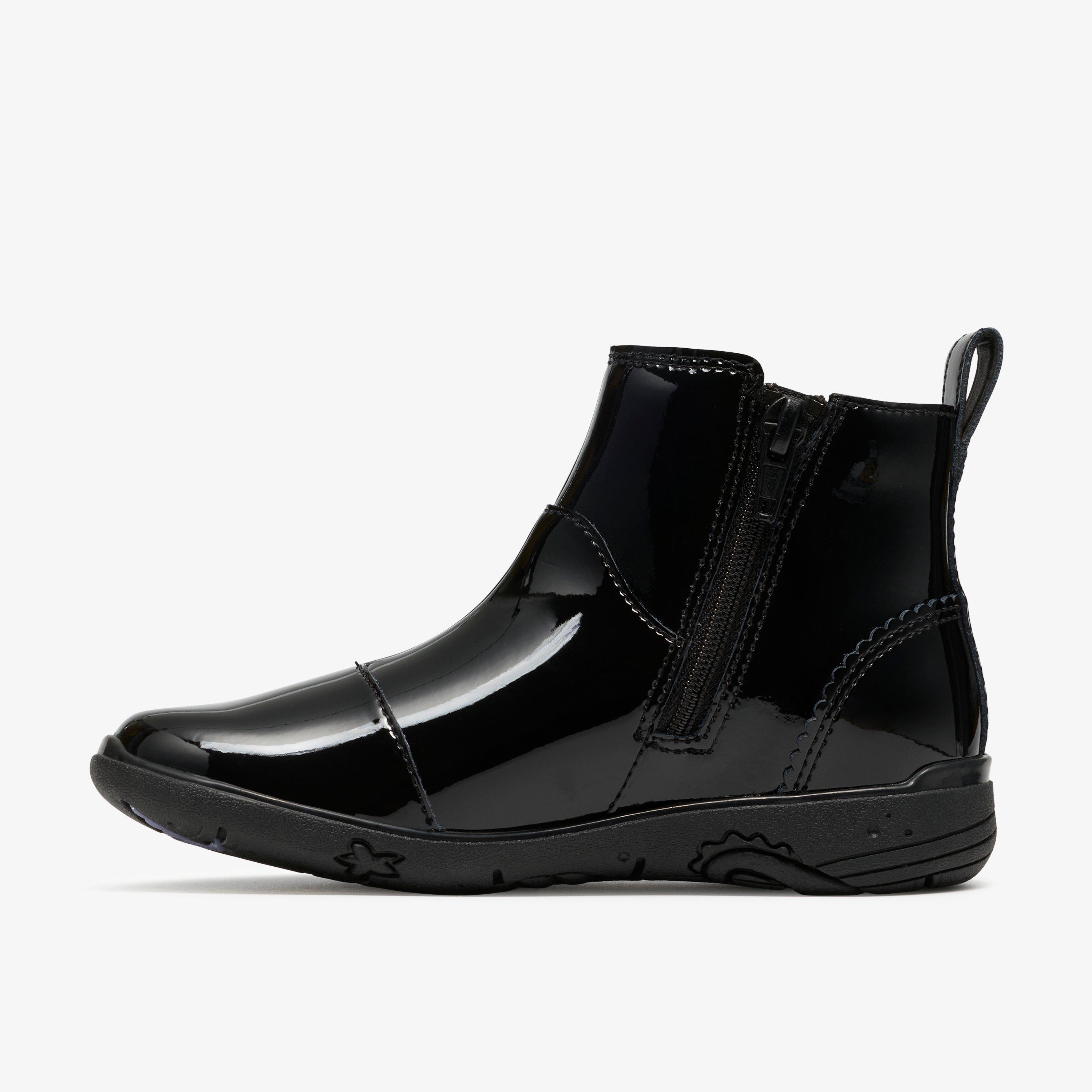 Relda Charm Kid Black Patent Ankle Boots, view 2 of 6