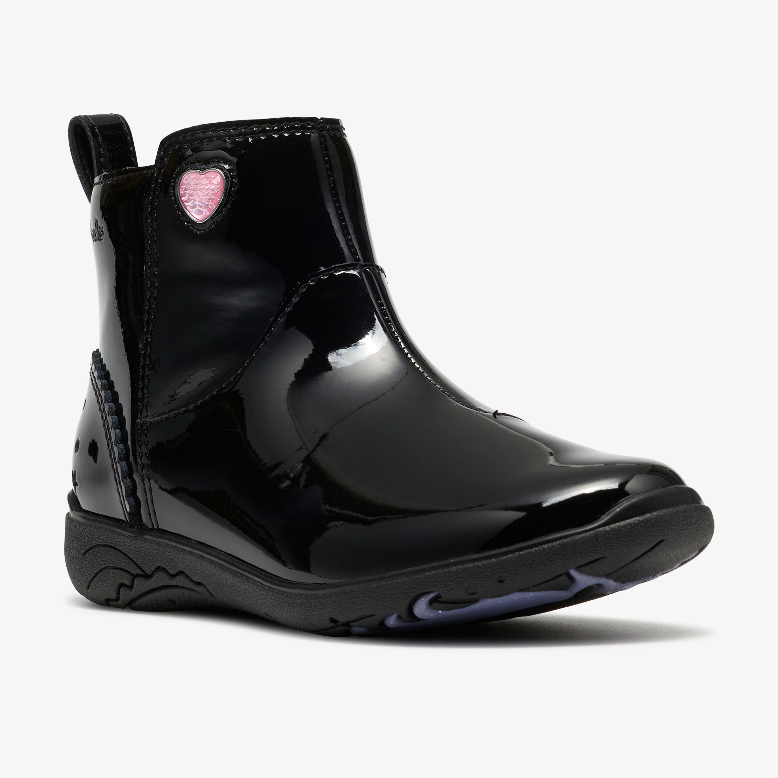 Relda Charm Kid Black Patent Ankle Boots, view 4 of 6