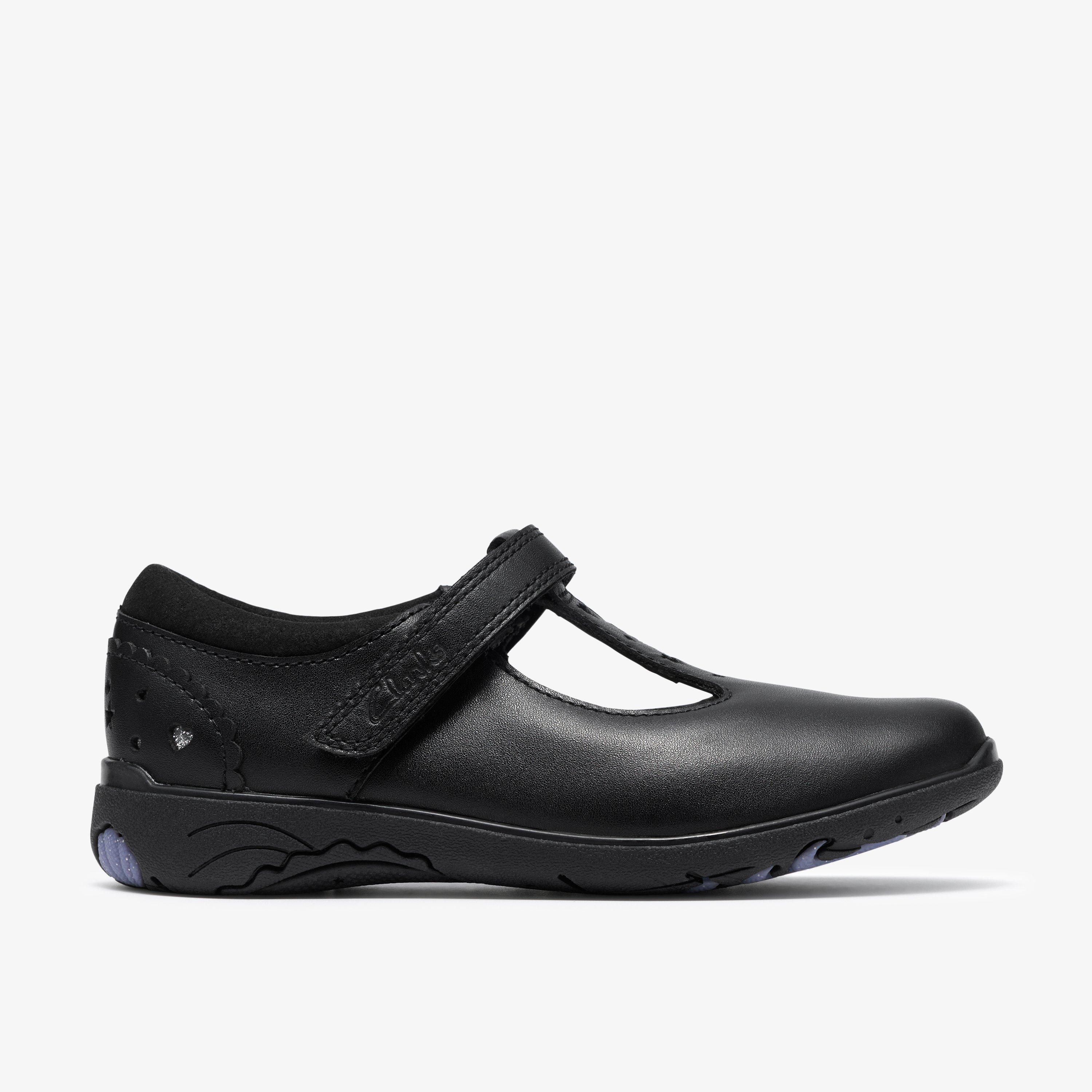 Relda Spell Kid Black Leather T Bar Shoes, view 1 of 6