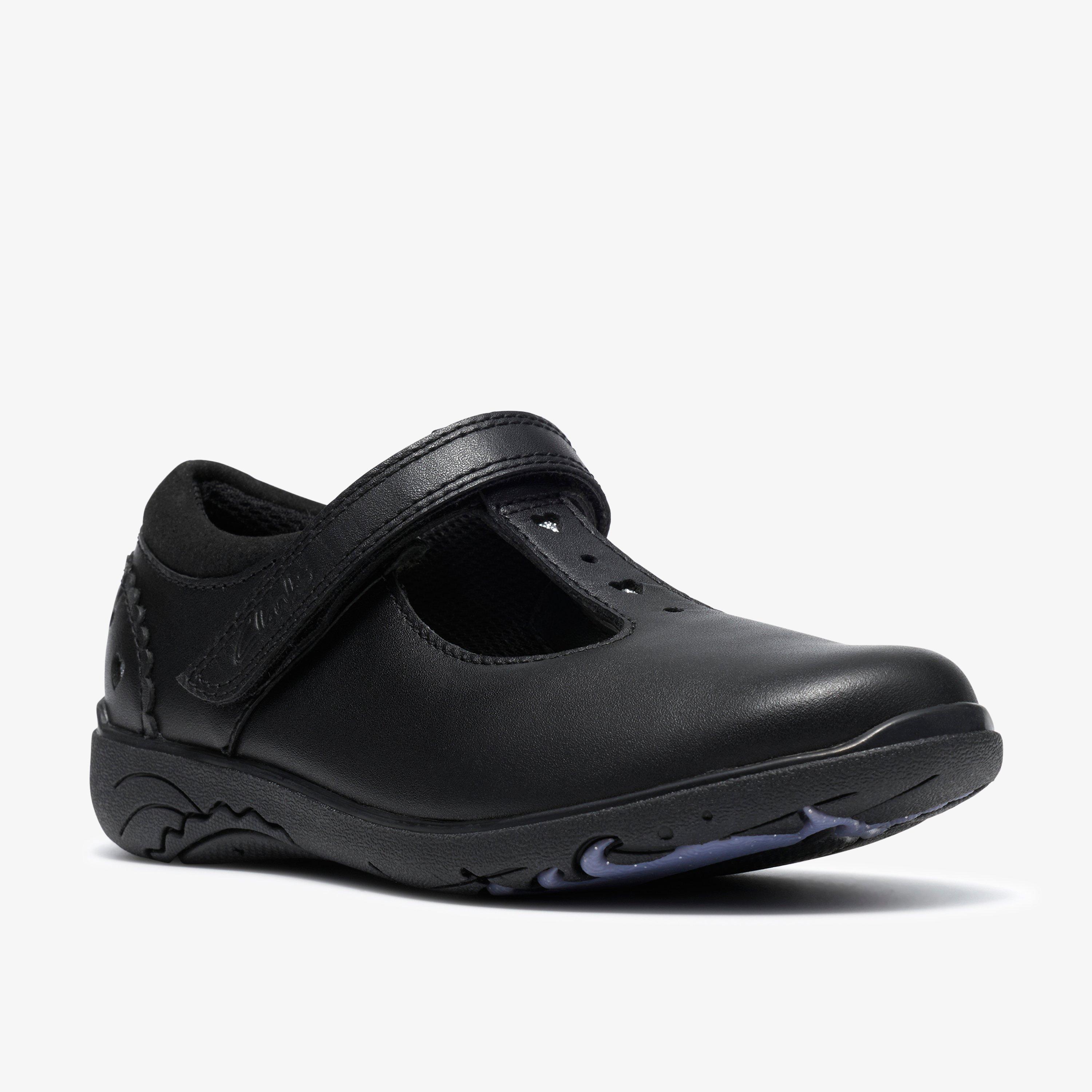 Relda Spell Kid Black Leather T Bar Shoes School Shoes, view 4 of 6