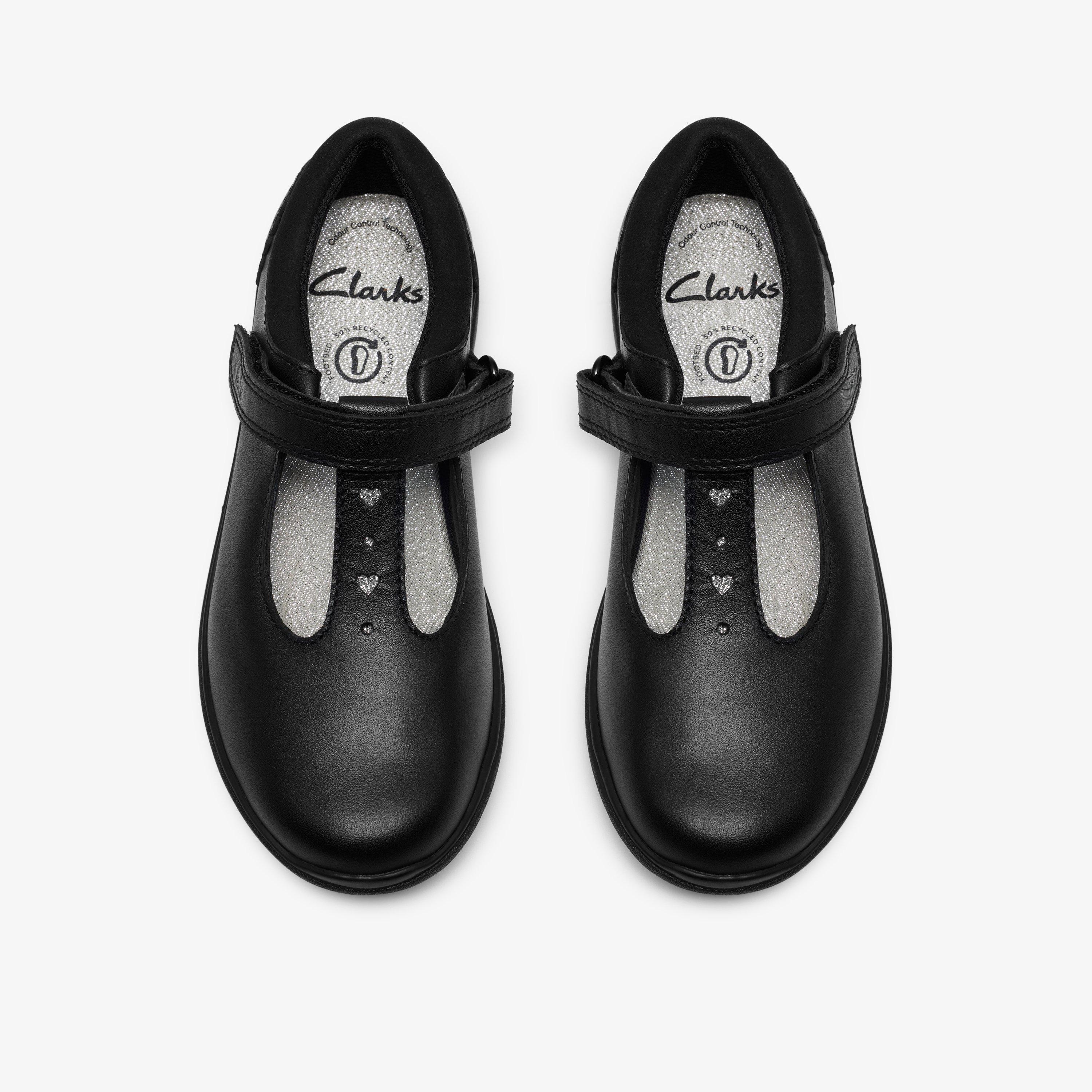 Relda Spell Kid Black Leather T Bar Shoes School Shoes, view 6 of 6