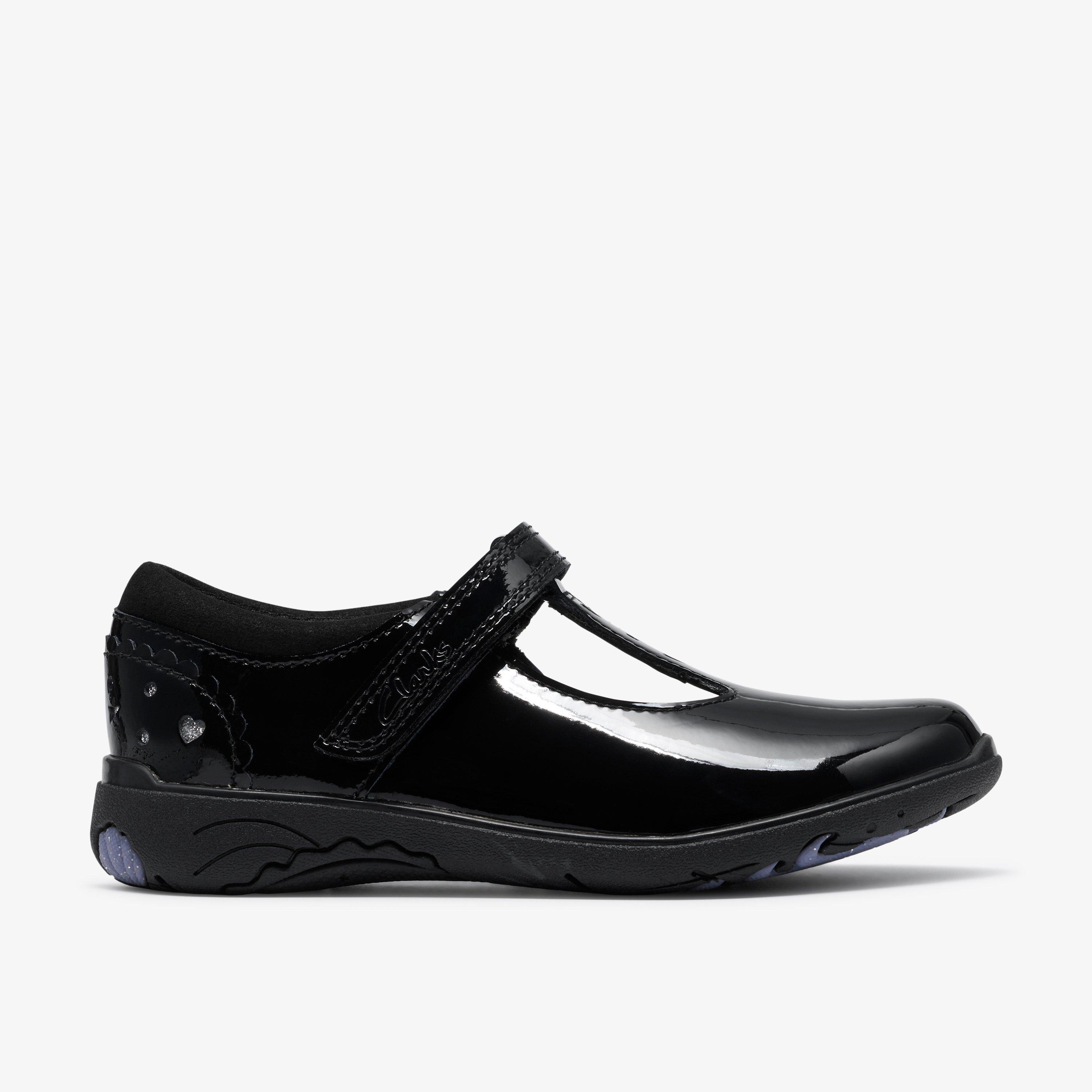 Relda Spell Kid Black Patent T Bar Shoes, view 1 of 6