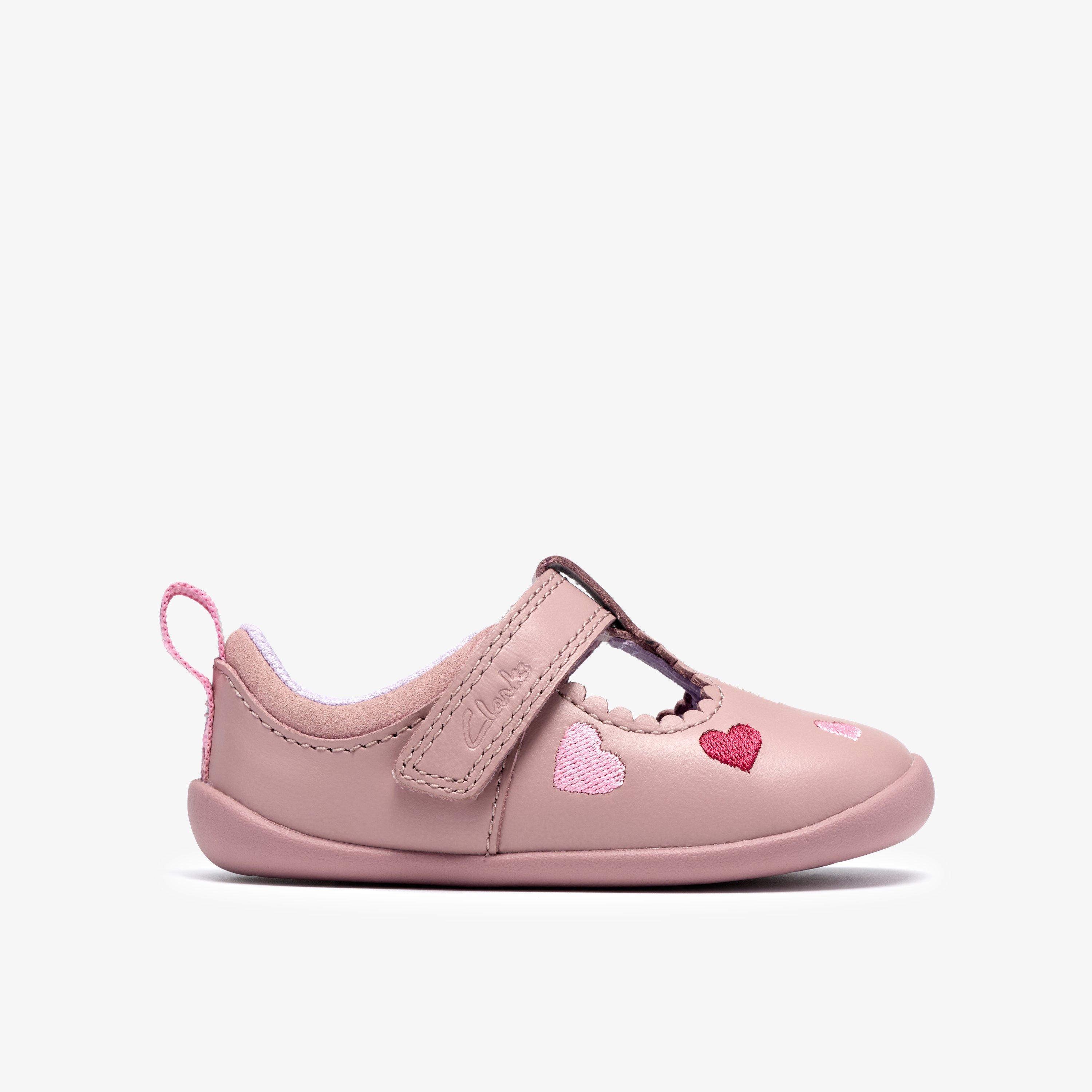 Roamer Heart Toddler Pelle rosa antico Scarpine primi passi Mary Jane Chiusura a Strappo, view 1 of 6
