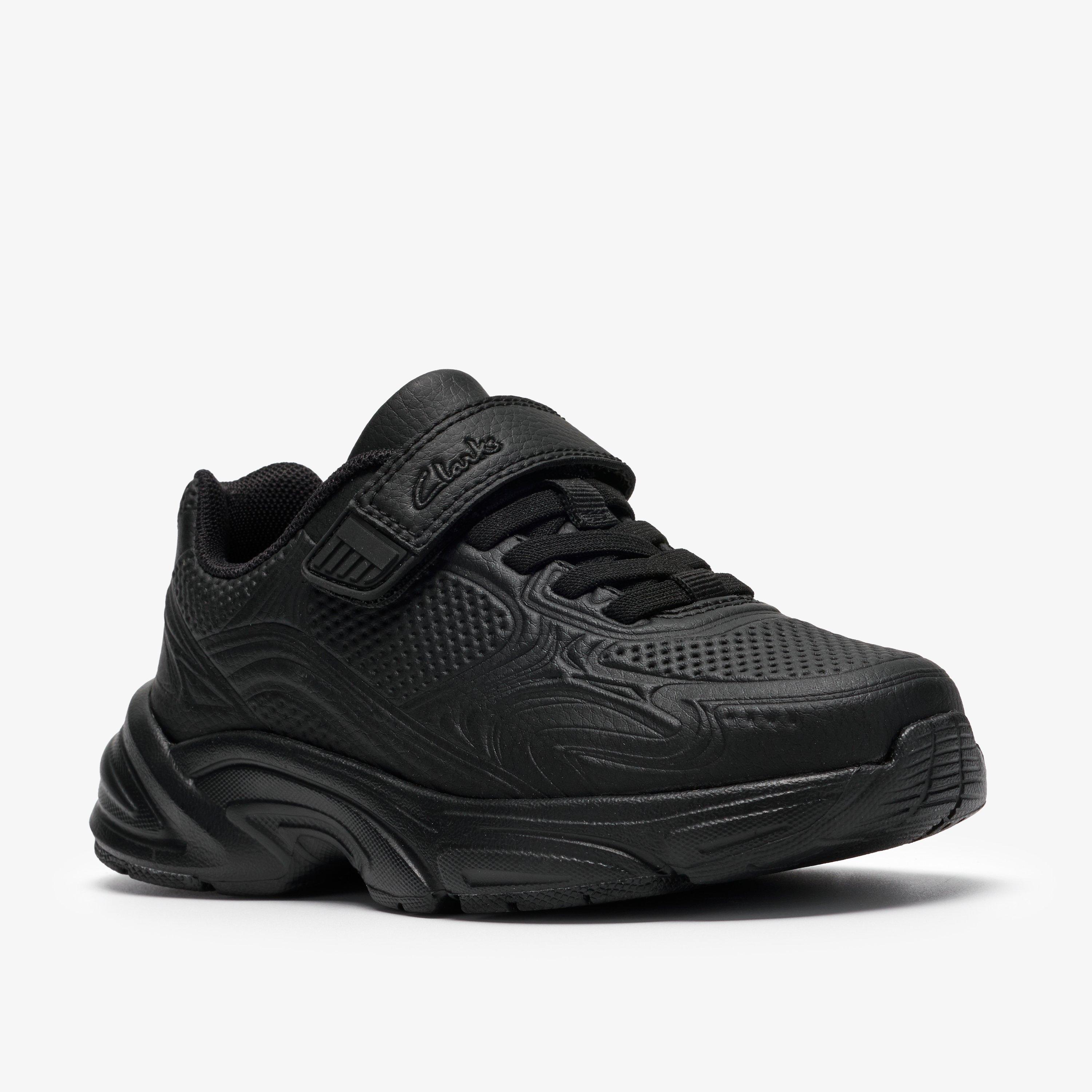 Crafton Solo Kid Black Trainers School Shoes, view 4 of 6