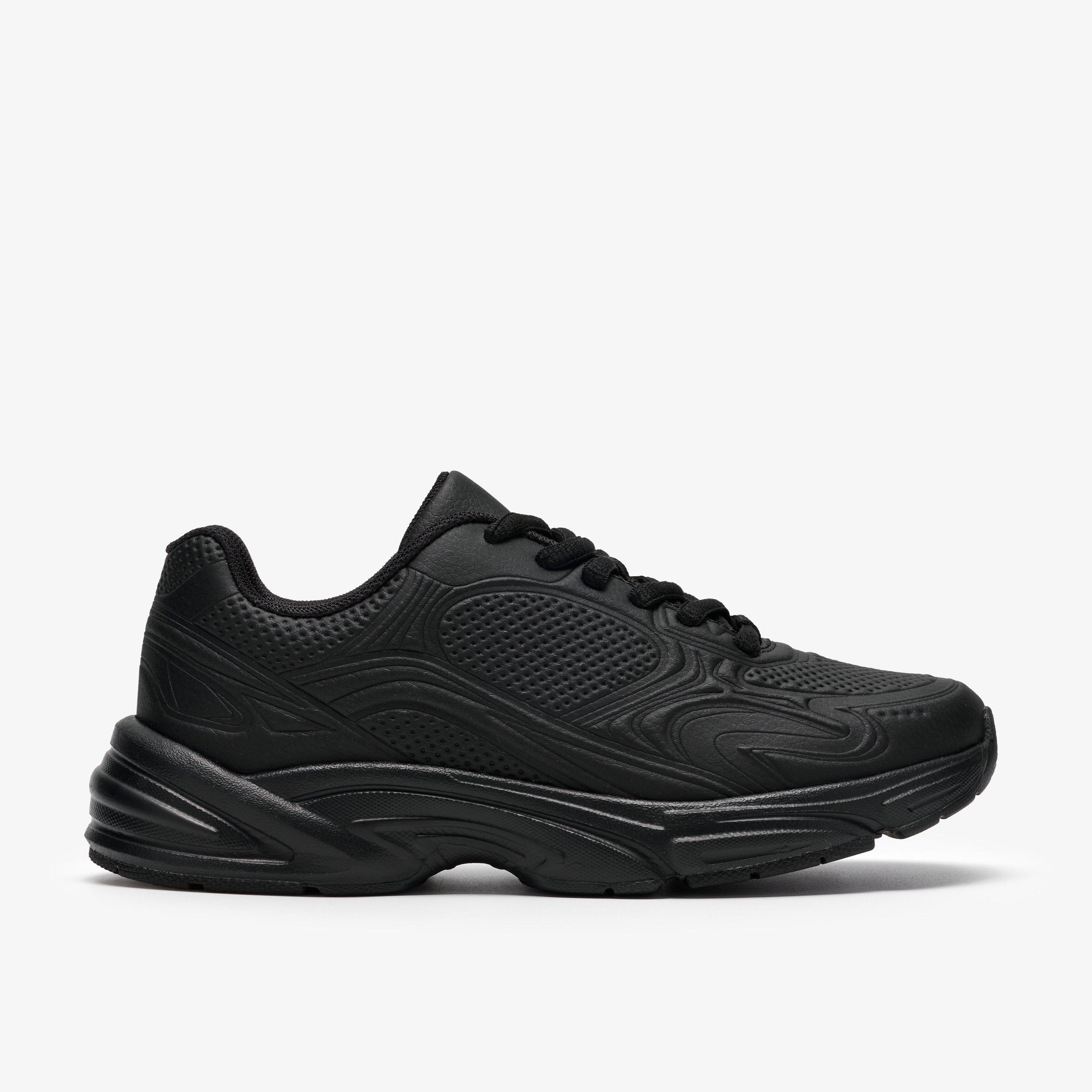 Crafton Solo Older Black Trainers School Shoes, view 1 of 6