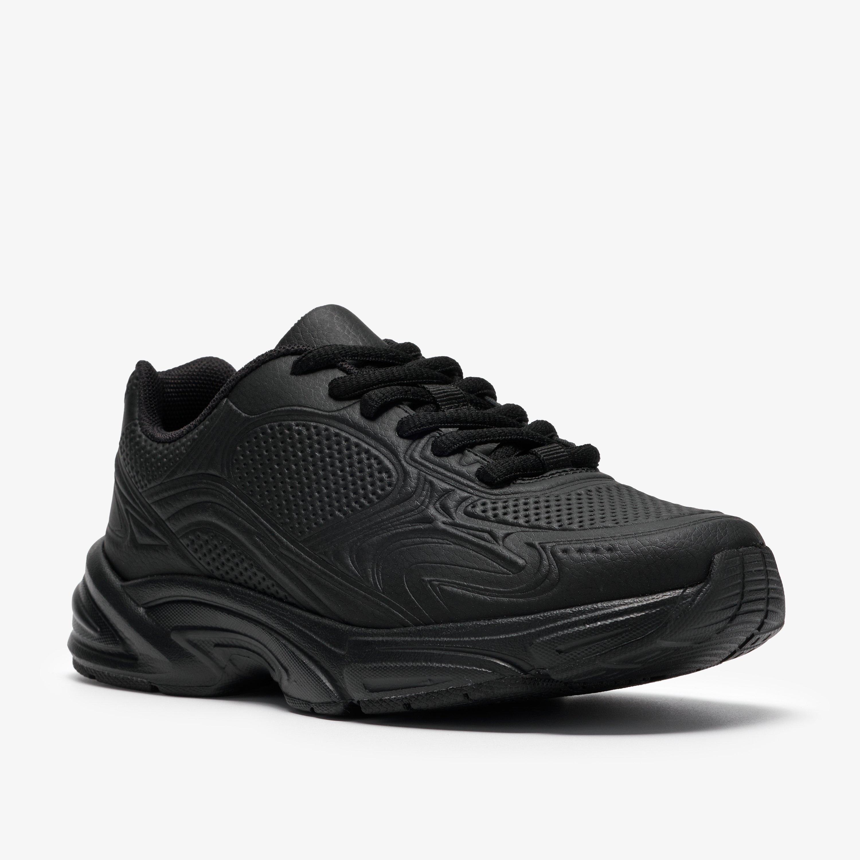 Crafton Solo Older Black Trainers School Shoes, view 4 of 6