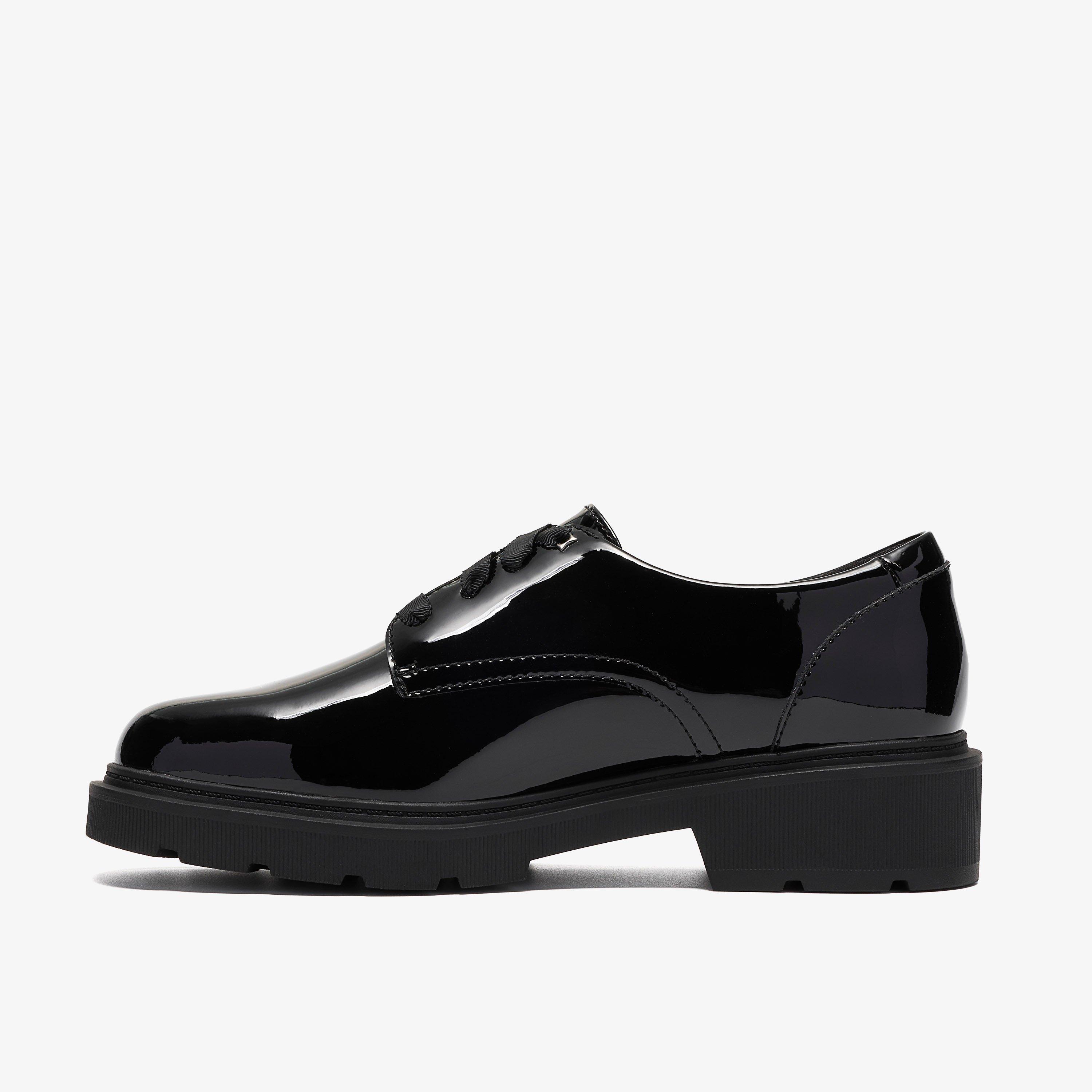 Eris Lace Youth Black Patent Laces School Shoes, view 2 of 6