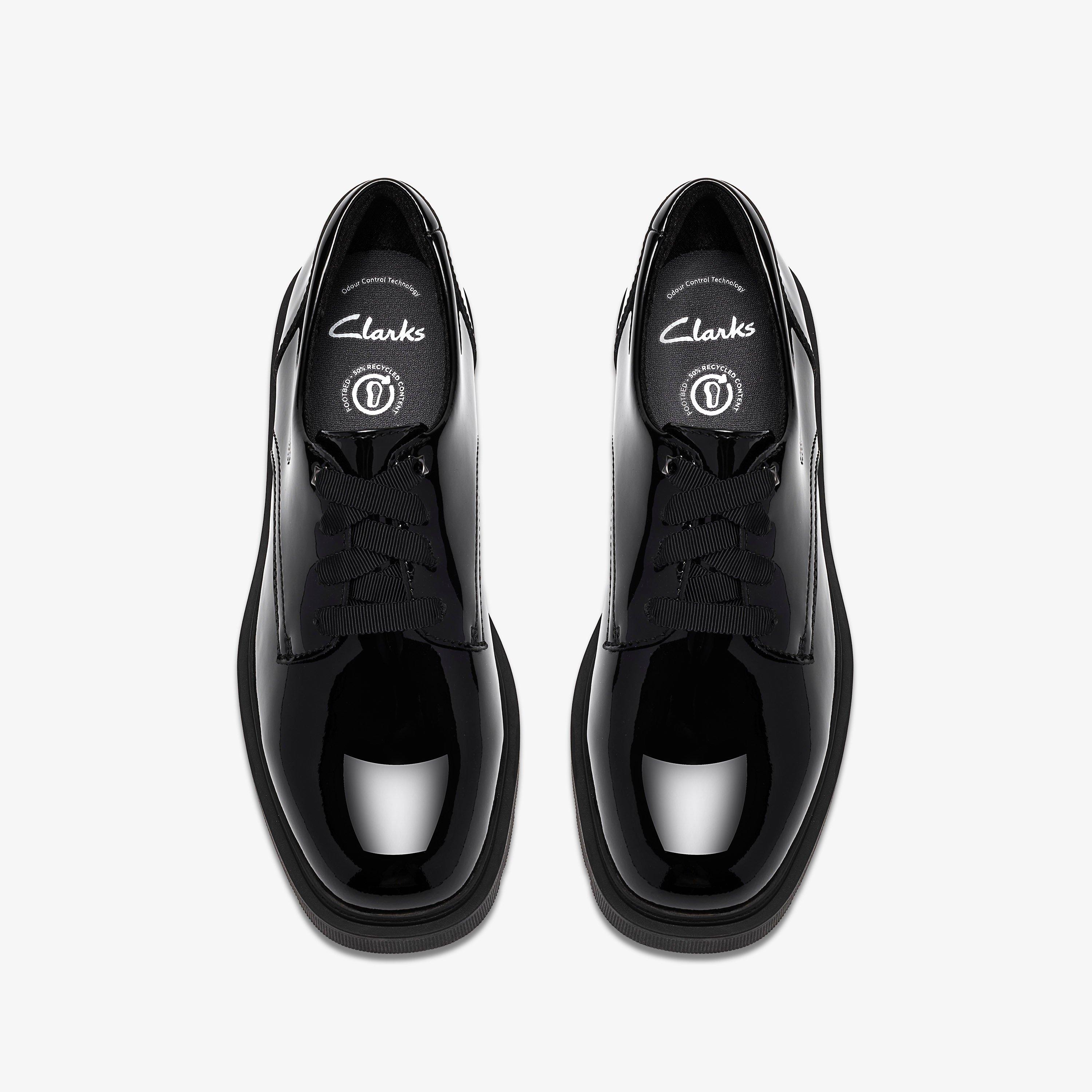 Eris Lace Youth Black Patent Laces School Shoes, view 6 of 6