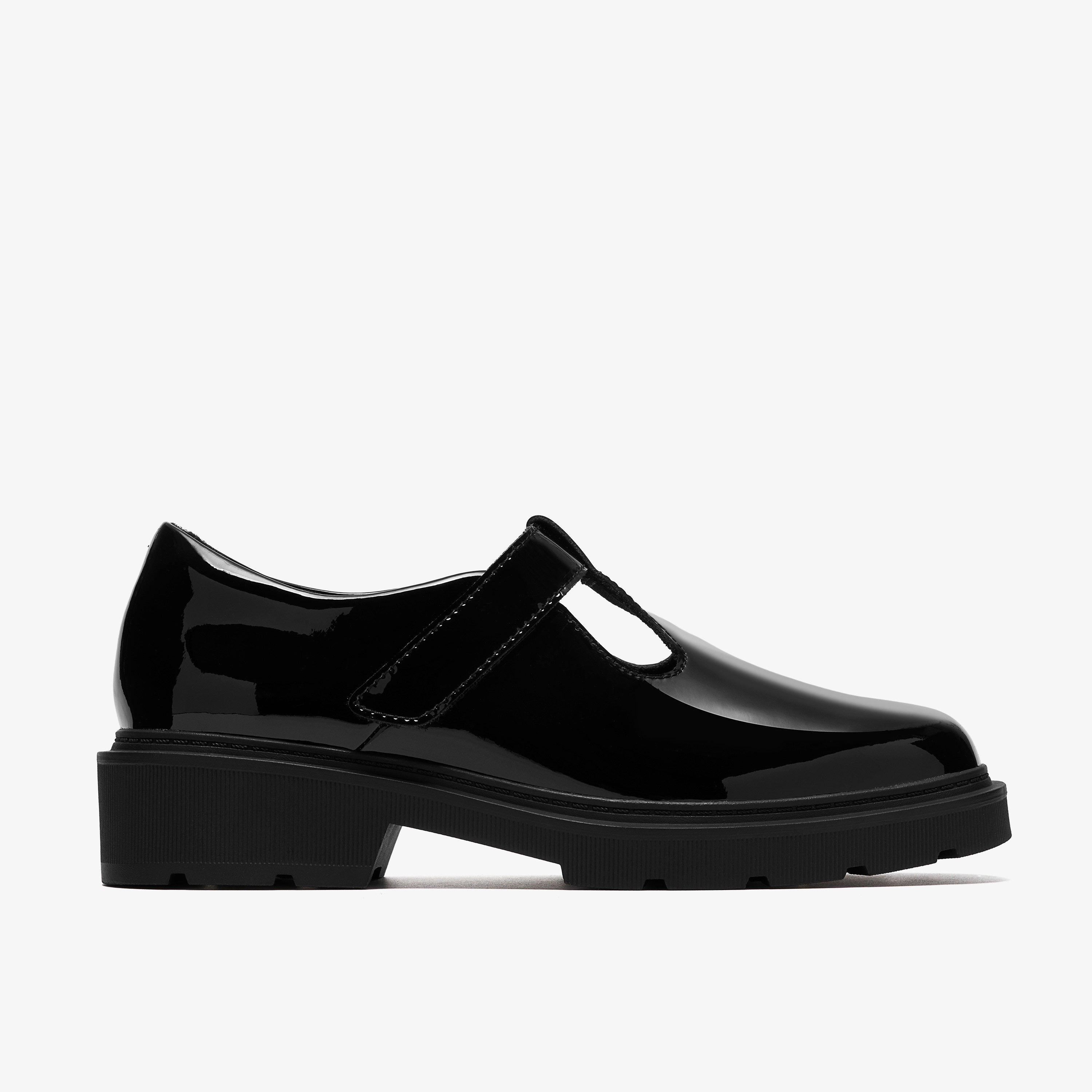 Eris Shine Youth Black Patent T Bar Shoes School Shoes, view 1 of 6