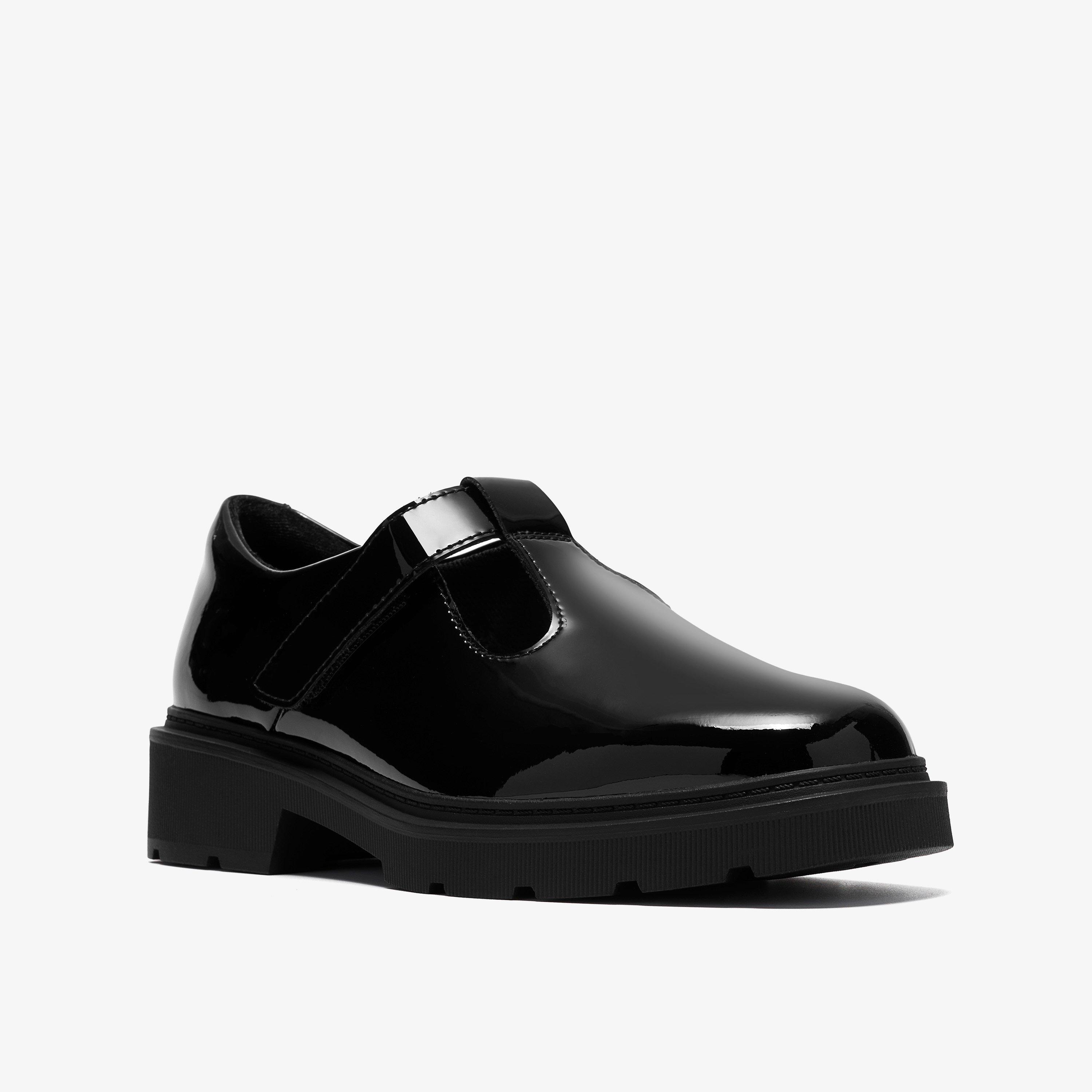 Eris Shine Youth Black Patent T Bar Shoes School Shoes, view 4 of 6