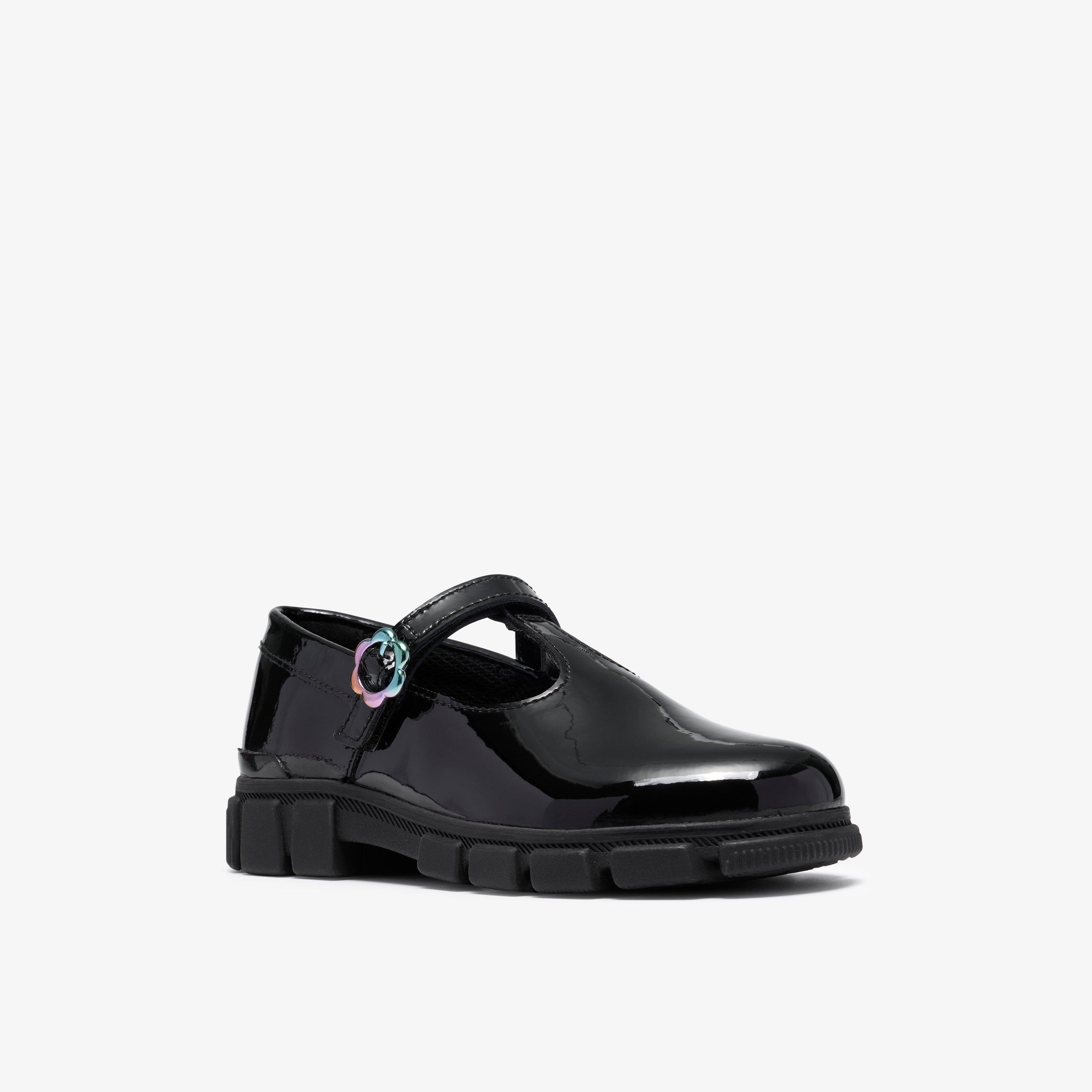 Evyn Sky Kid Black Patent T Bar Shoes School Shoes, view 4 of 6