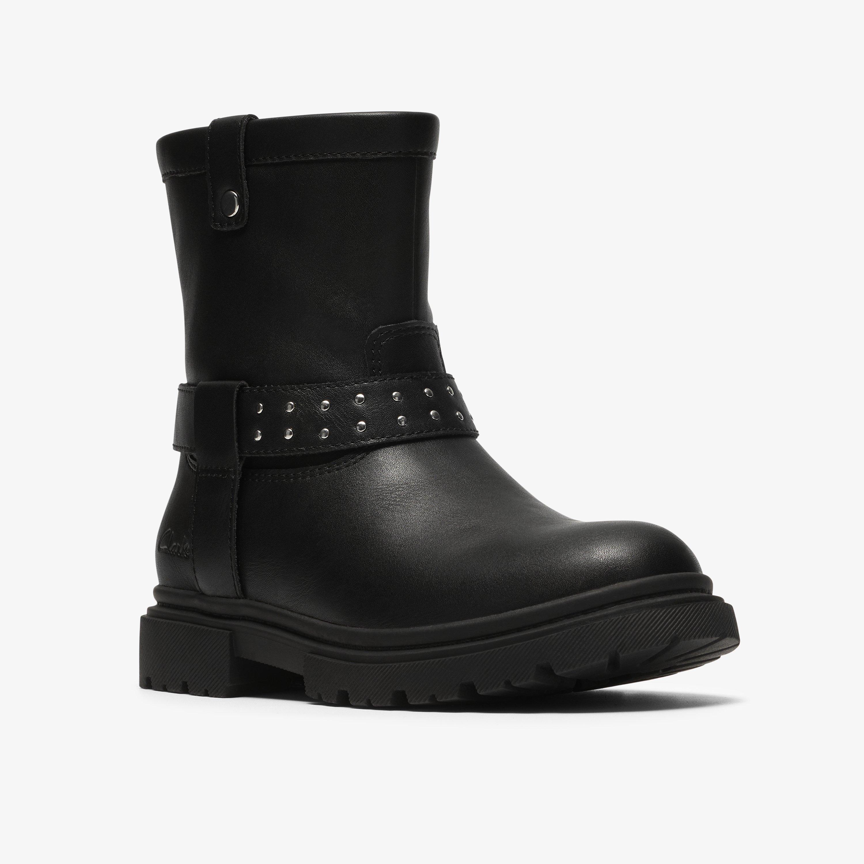 Zariah Edge Kids Black Ankle Boots School Shoes, view 4 of 6