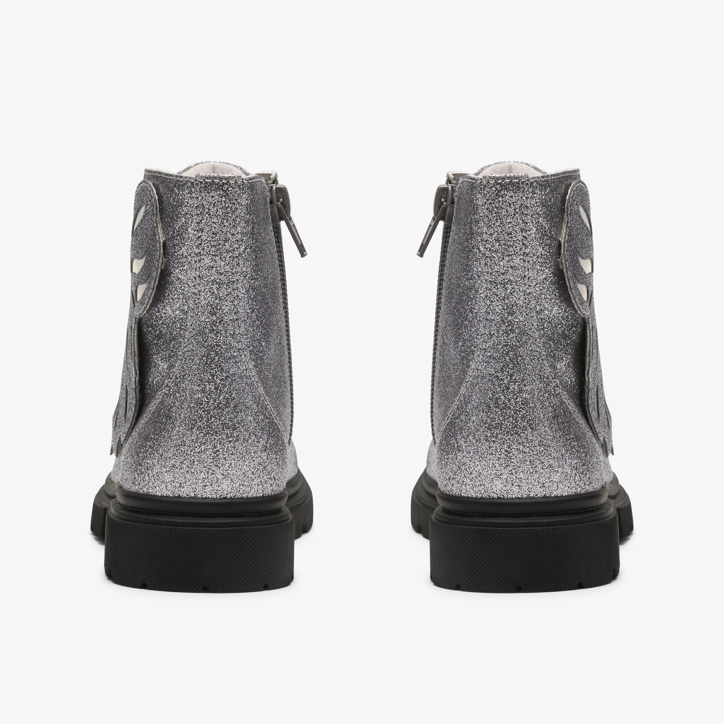 Zariah Lace Kid Silver Metallic Ankle Boots, view 5 of 6