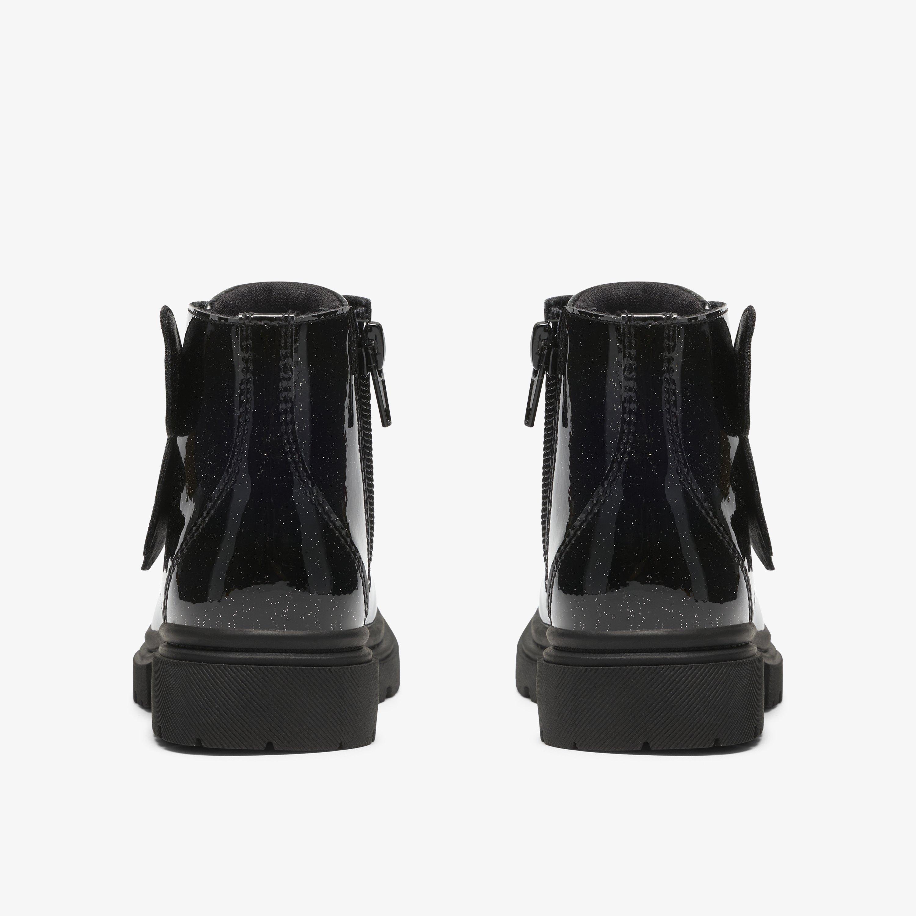 Zariah Lace Toddler Black Patent Ankle Boots School Shoes, view 5 of 6