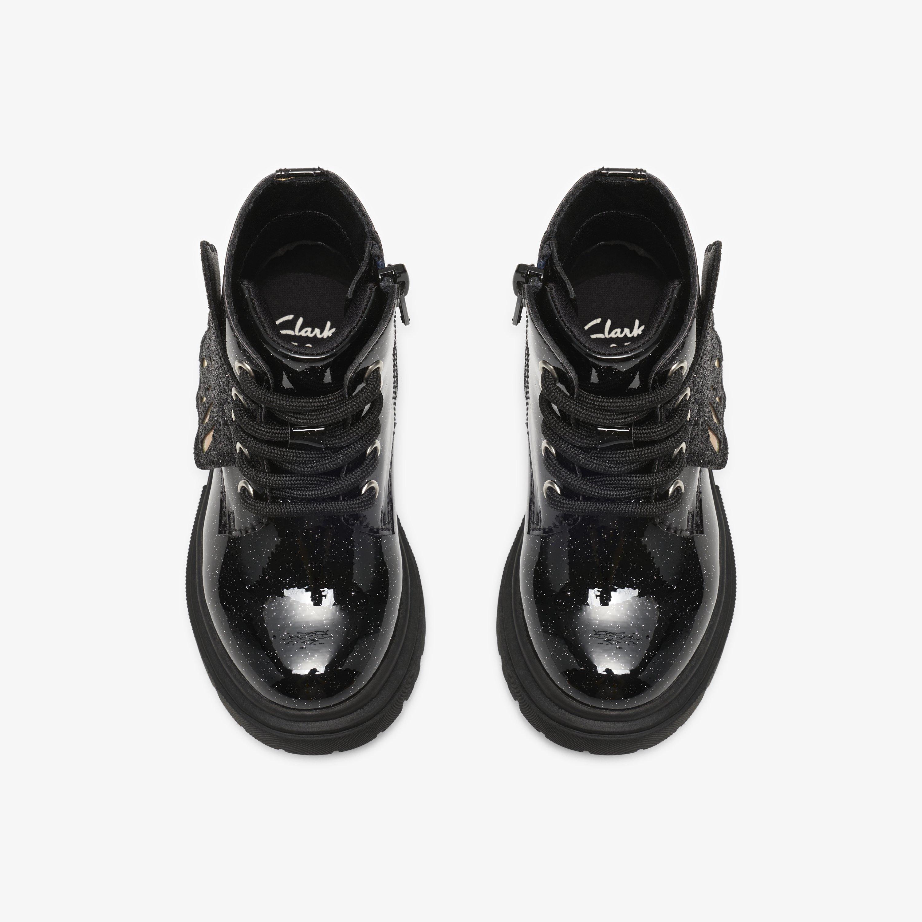Zariah Lace Toddler Black Patent Ankle Boots School Shoes, view 6 of 6