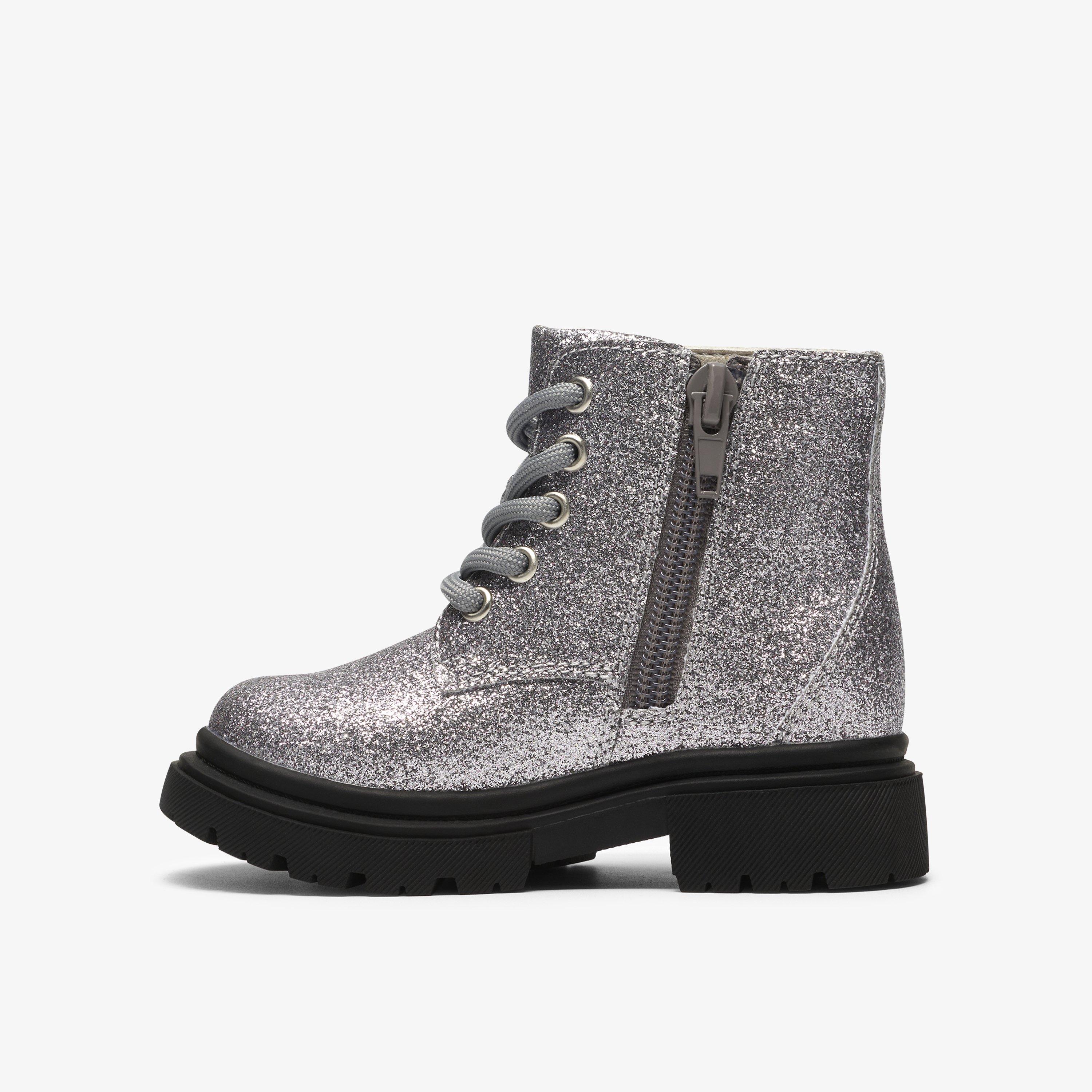 Zariah Lace Toddler Silber Metallic Stiefeletten, view 2 of 6