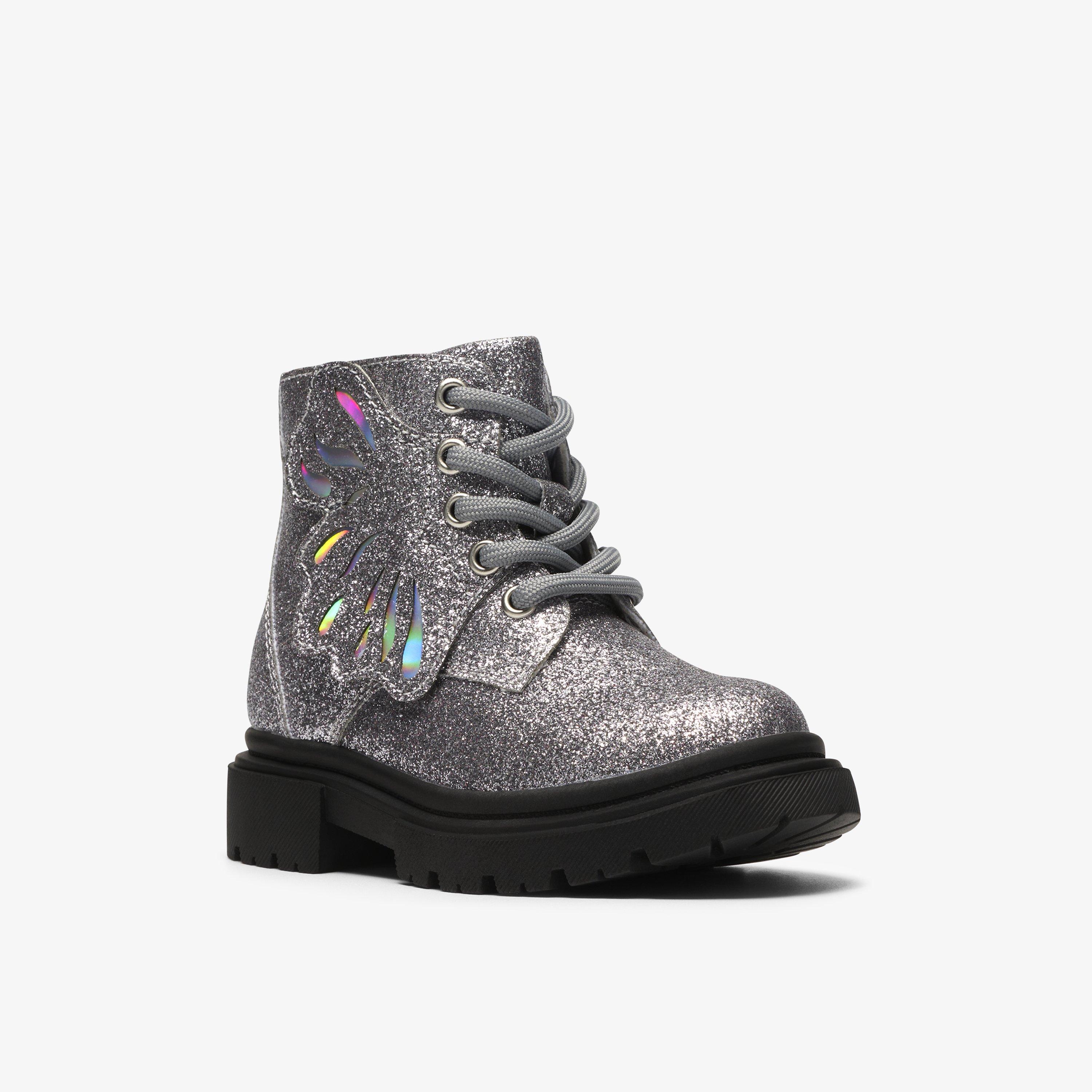Zariah Lace Toddler Silber Metallic Stiefeletten, view 4 of 6