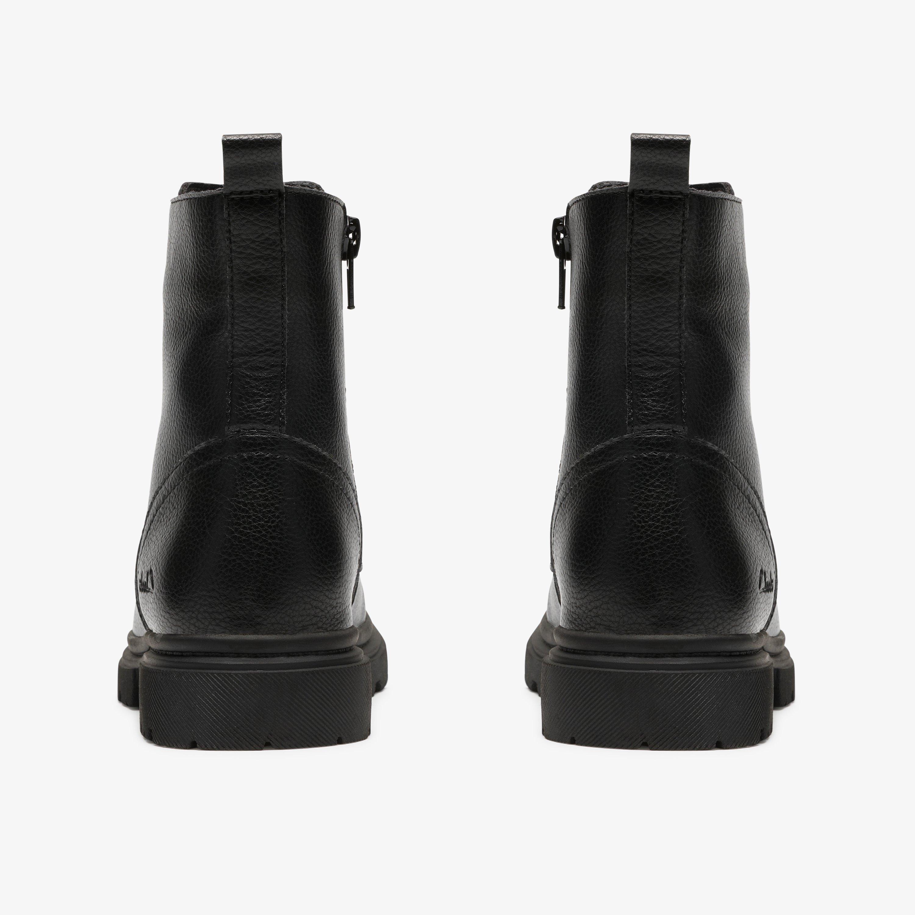 Zariah Zip Kid Black Ankle Boots School Shoes, view 5 of 6