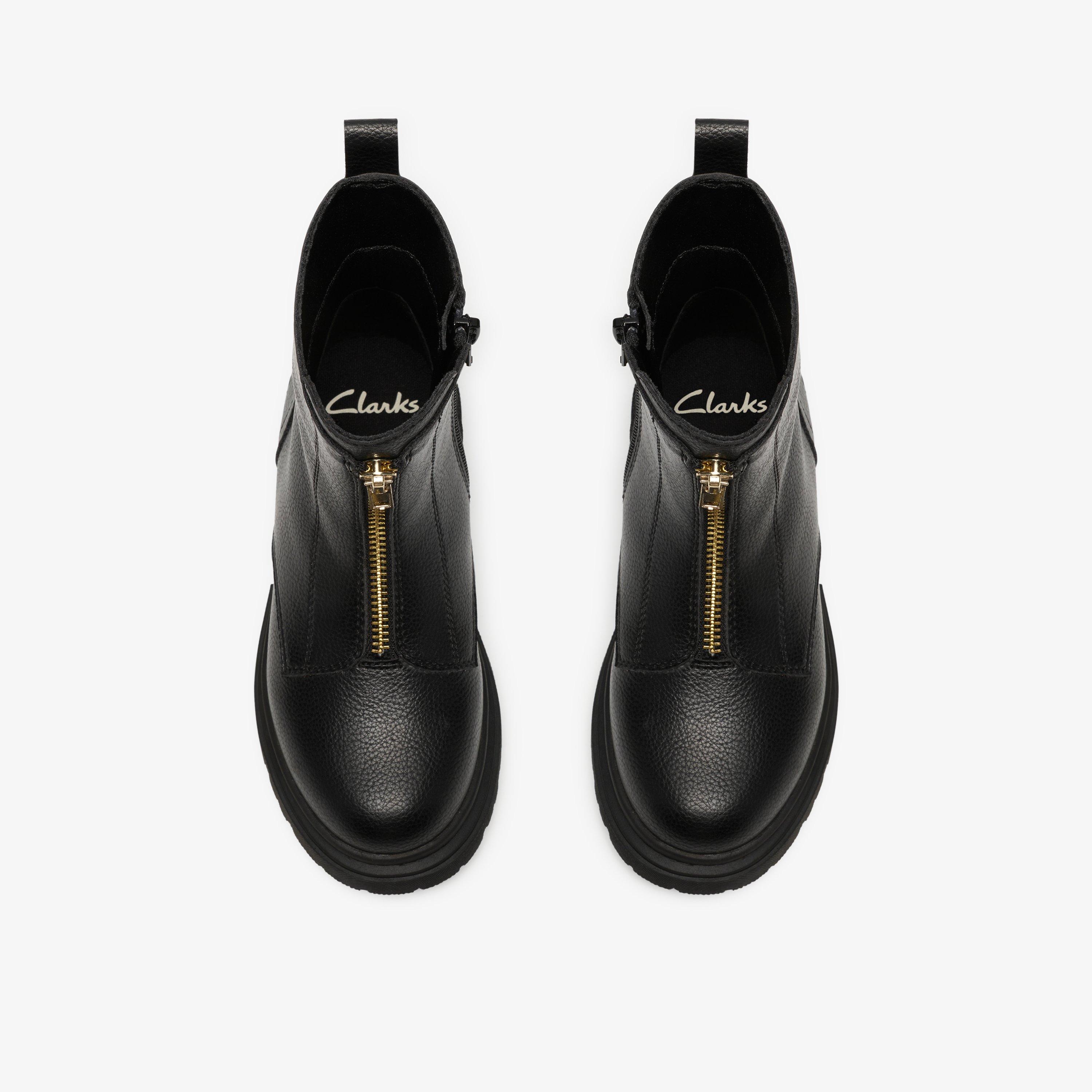 Zariah Zip Kid Black Ankle Boots School Shoes, view 6 of 6