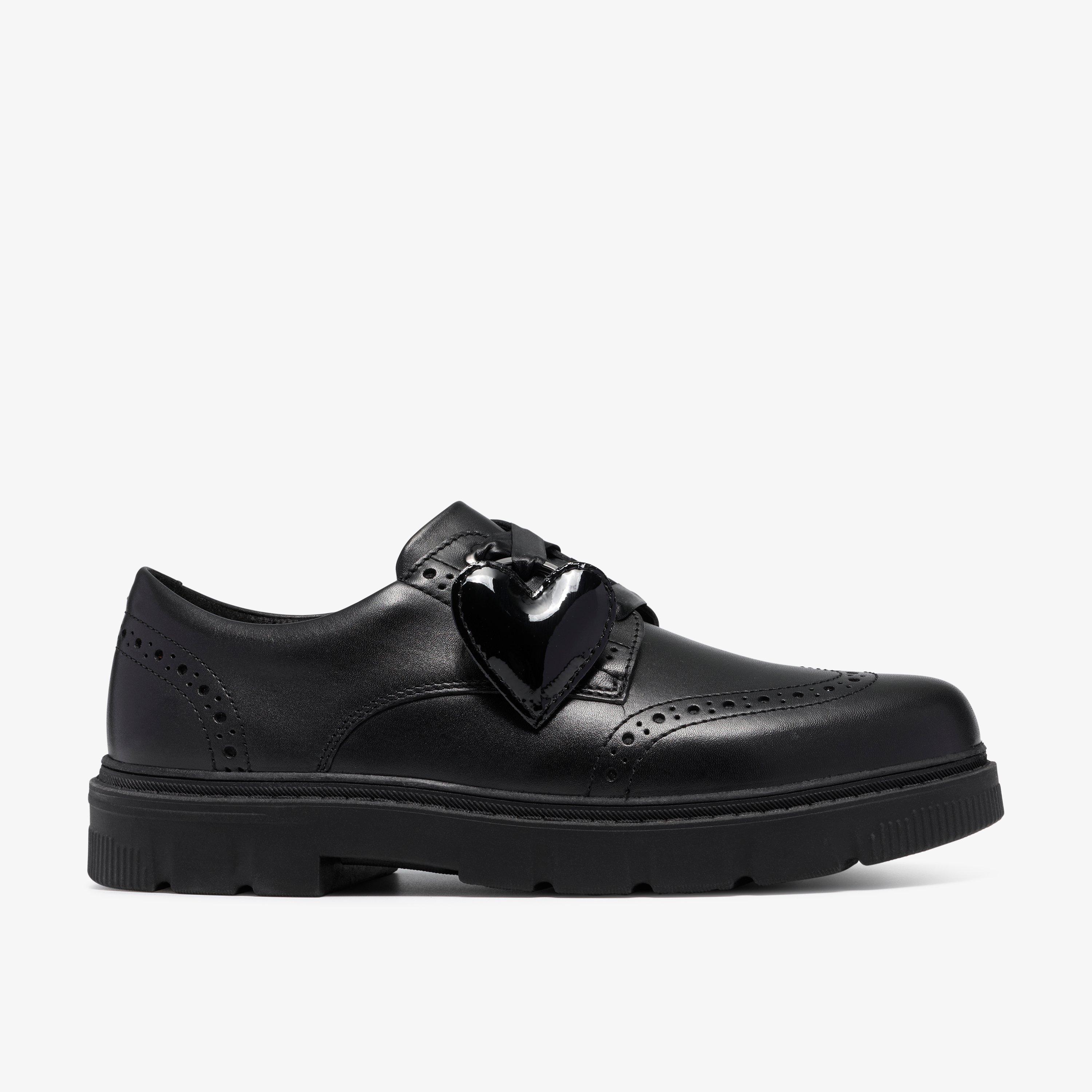 Lorcam Lace Youth Black Leather Lace Up School Shoes, view 1 of 8