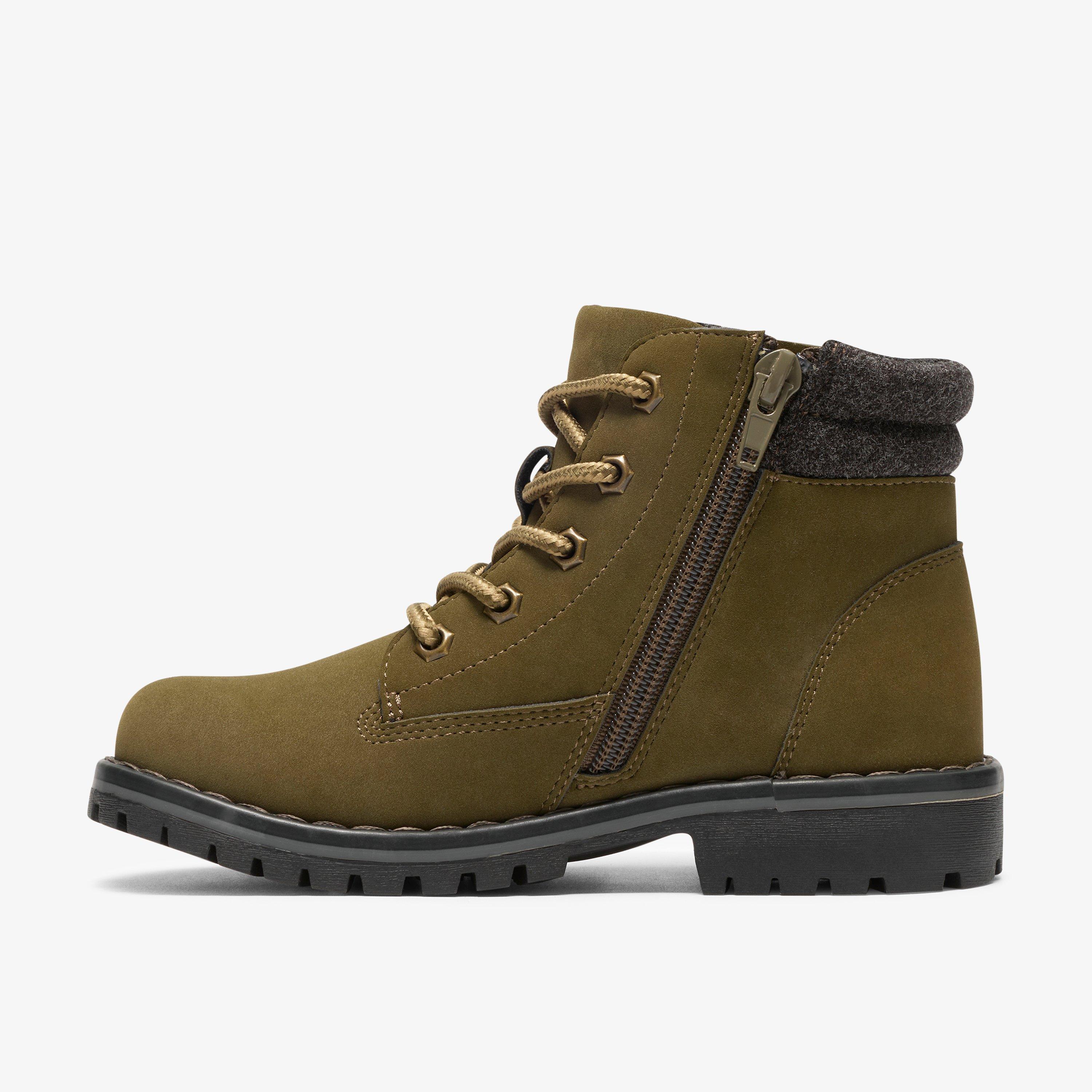 Cliff Lace Kid Khaki Ankle Boots, view 2 of 6