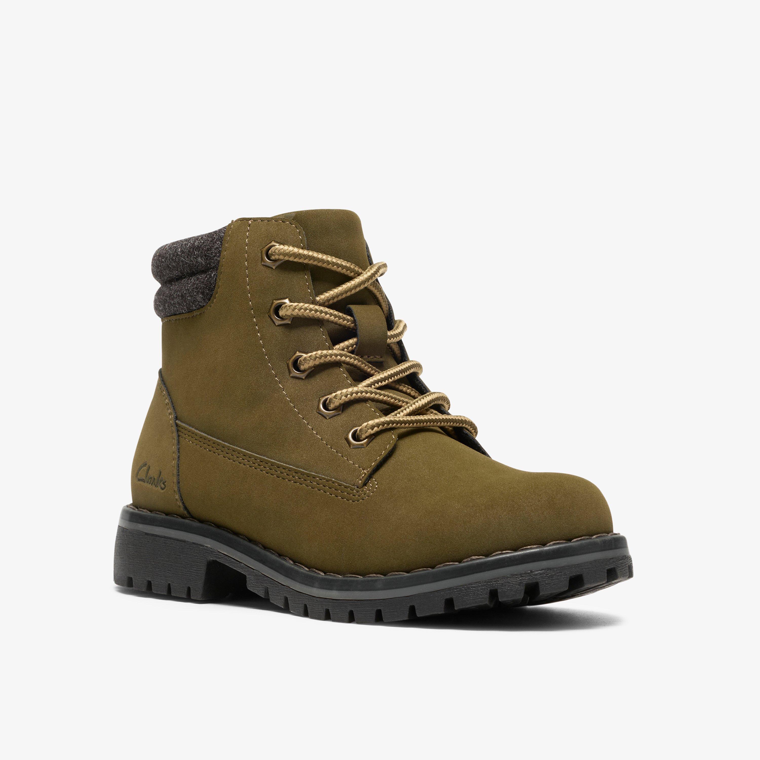 Cliff Lace Kid Khaki Ankle Boots, view 4 of 6