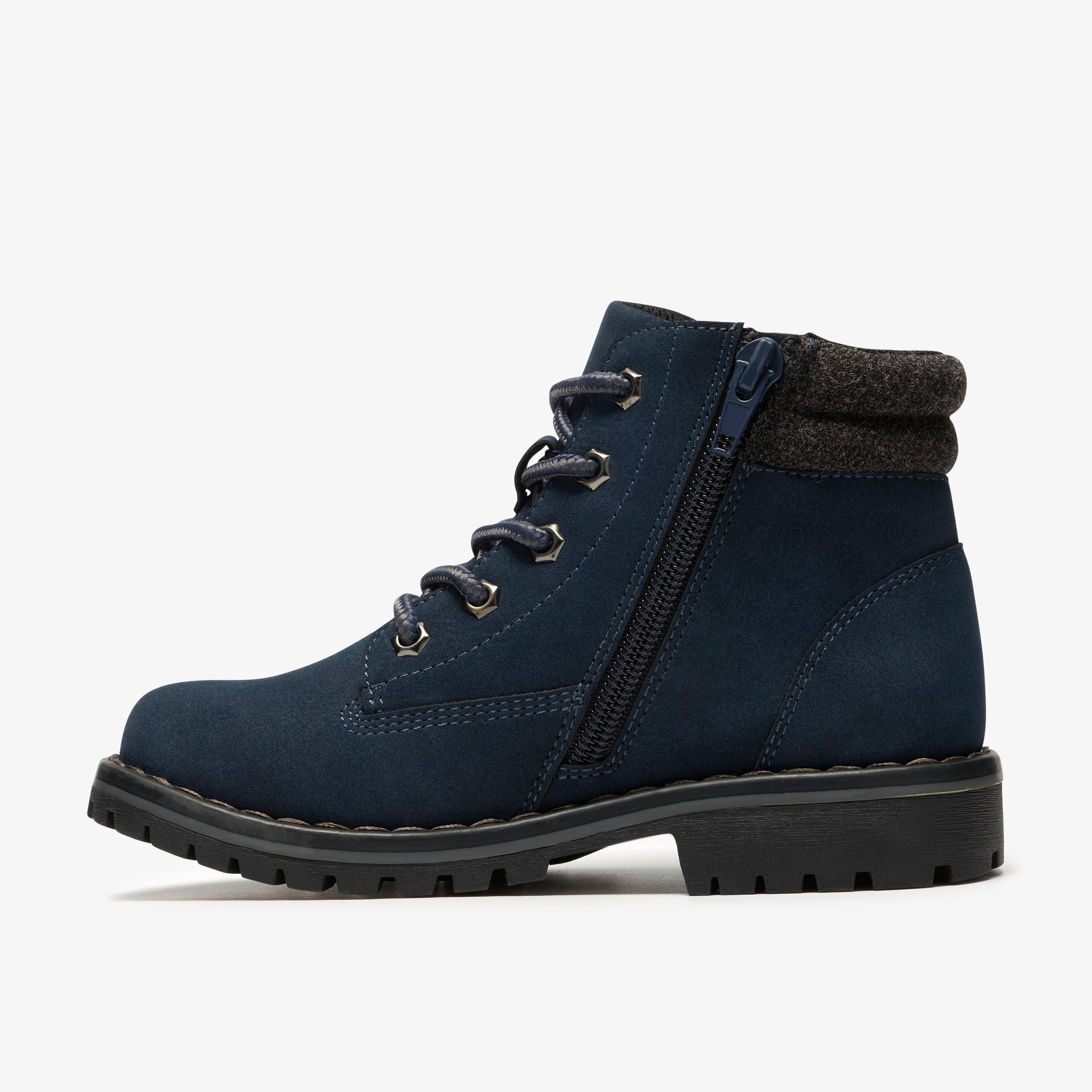Cliff Lace Kid Navy Ankle Boots, view 2 of 6