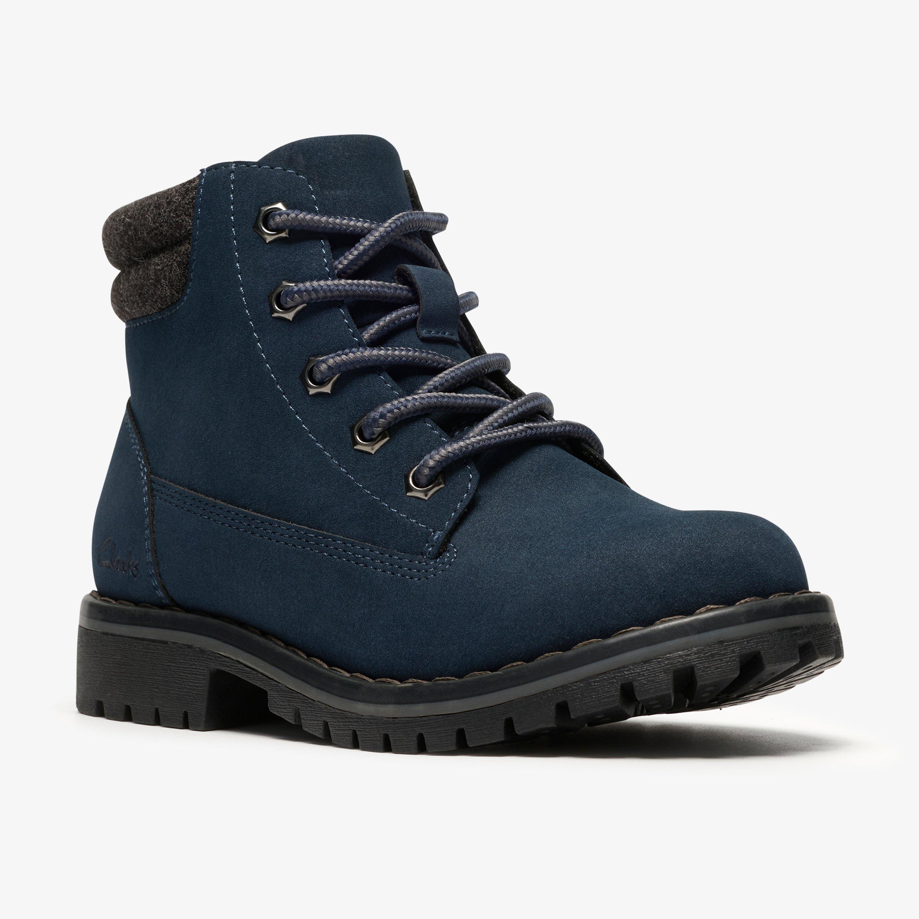 Cliff Lace Kid Navy Ankle Boots, view 4 of 6