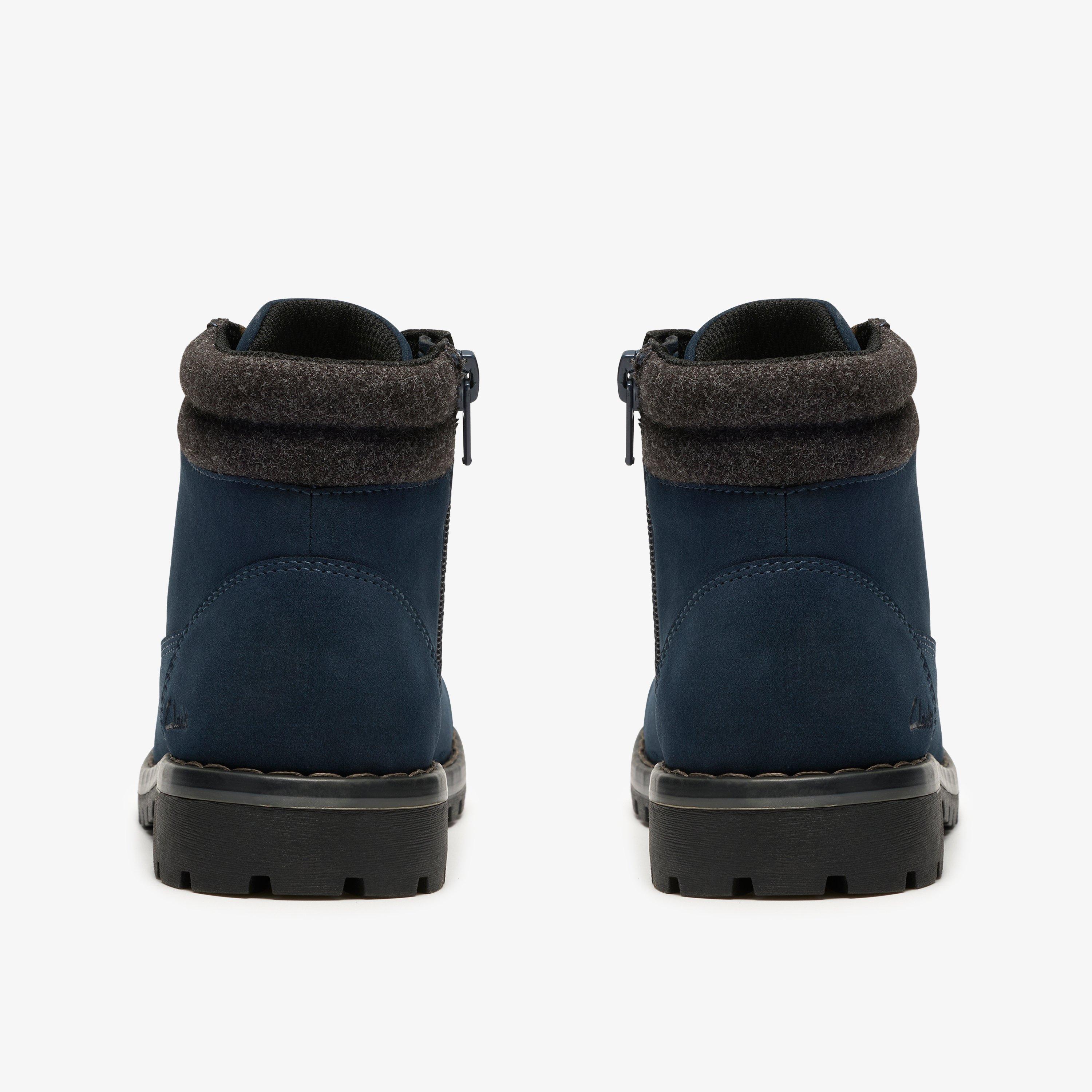 Cliff Lace Kid Navy Ankle Boots, view 5 of 6