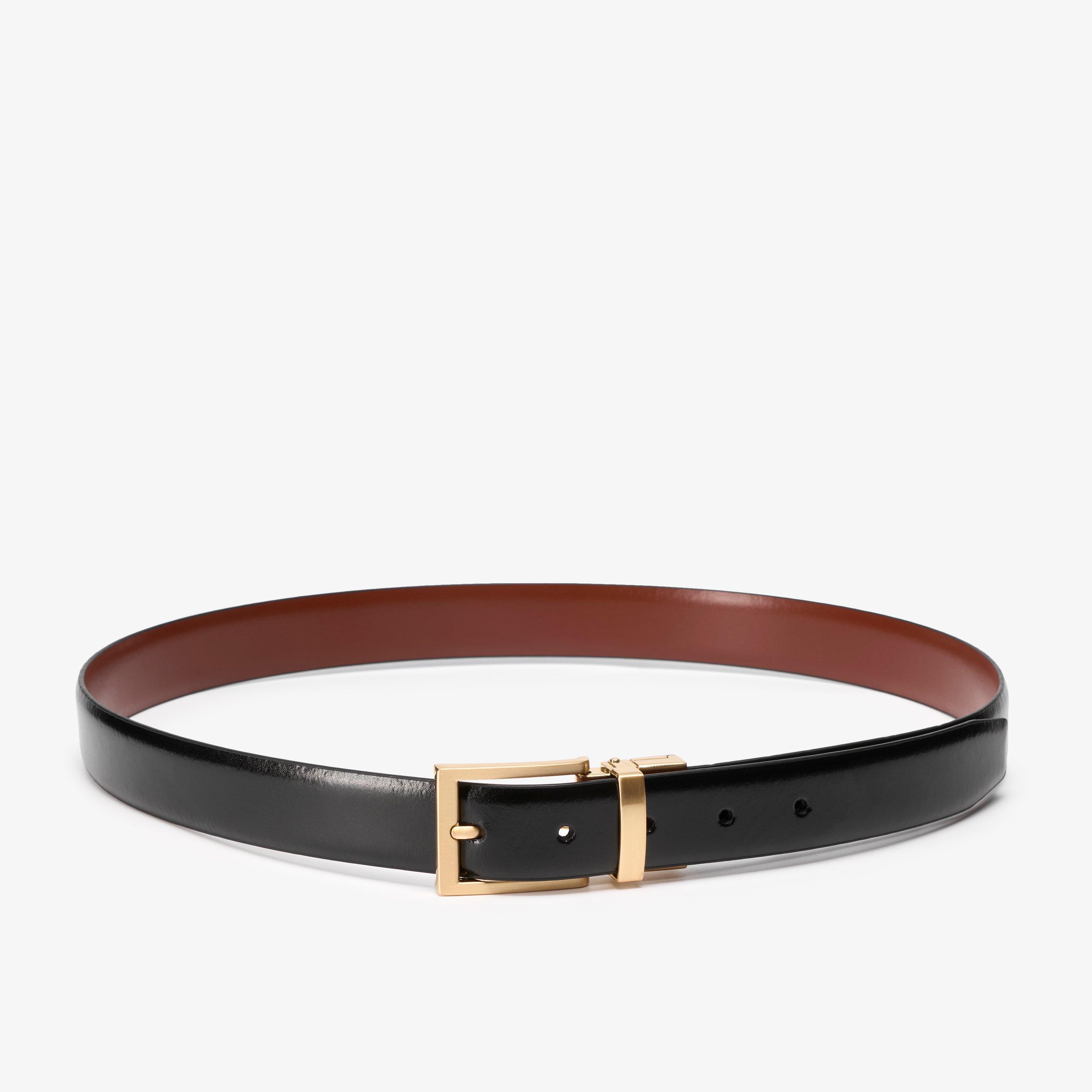 Reversible Leather Buckle Belt — Black