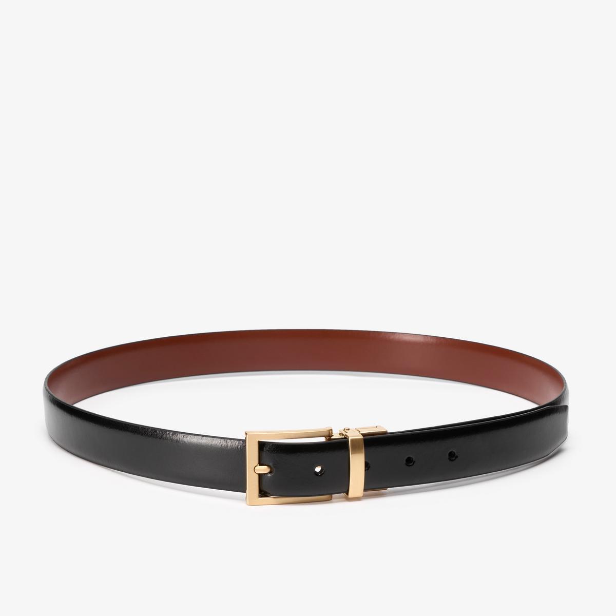 Reversible Leather Buckle Belt — Black