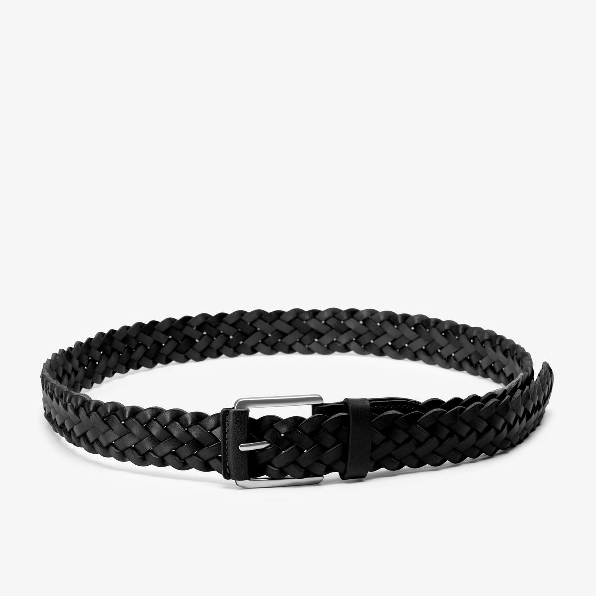 Braided Leather Belt — Black