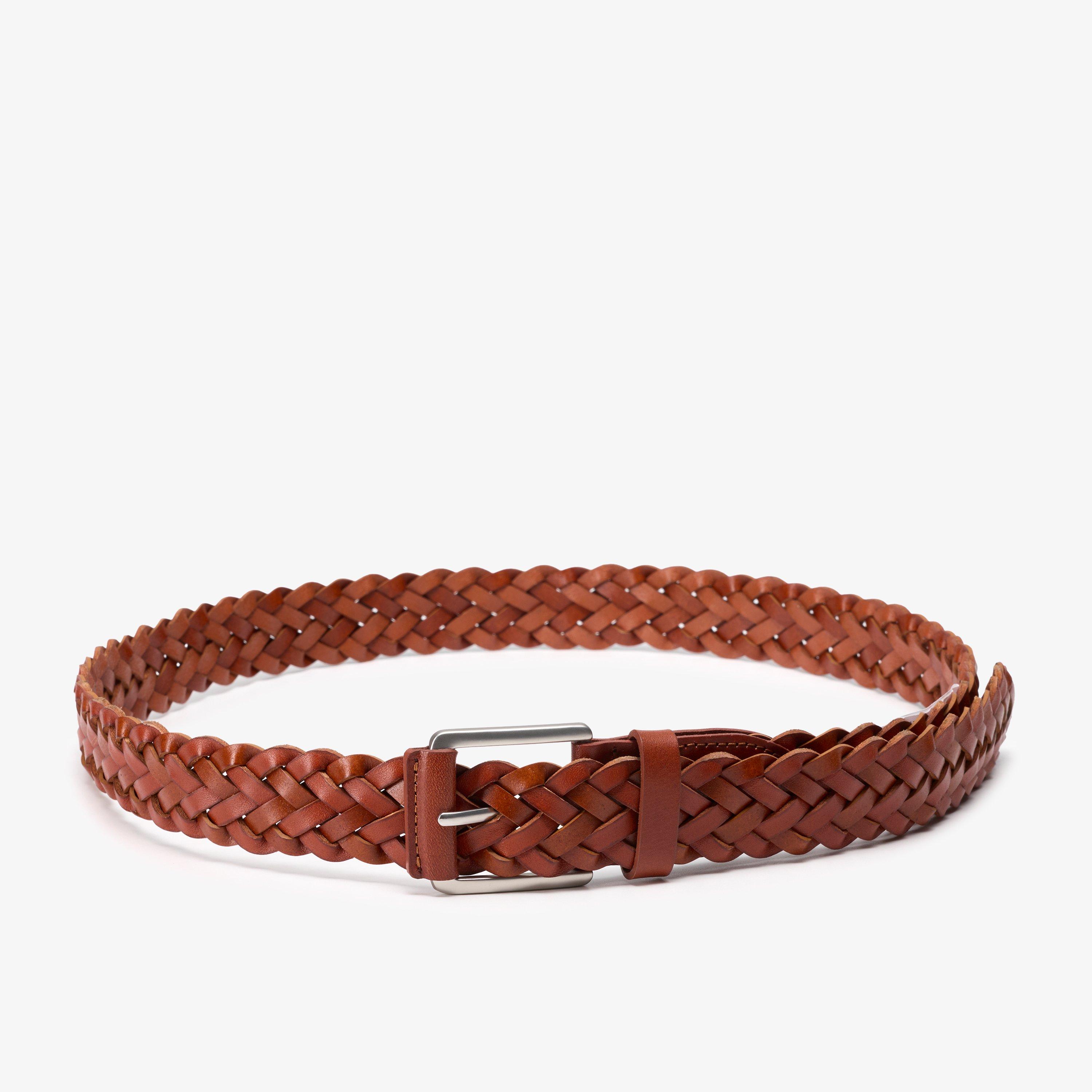 Braided Leather Belt — Brown