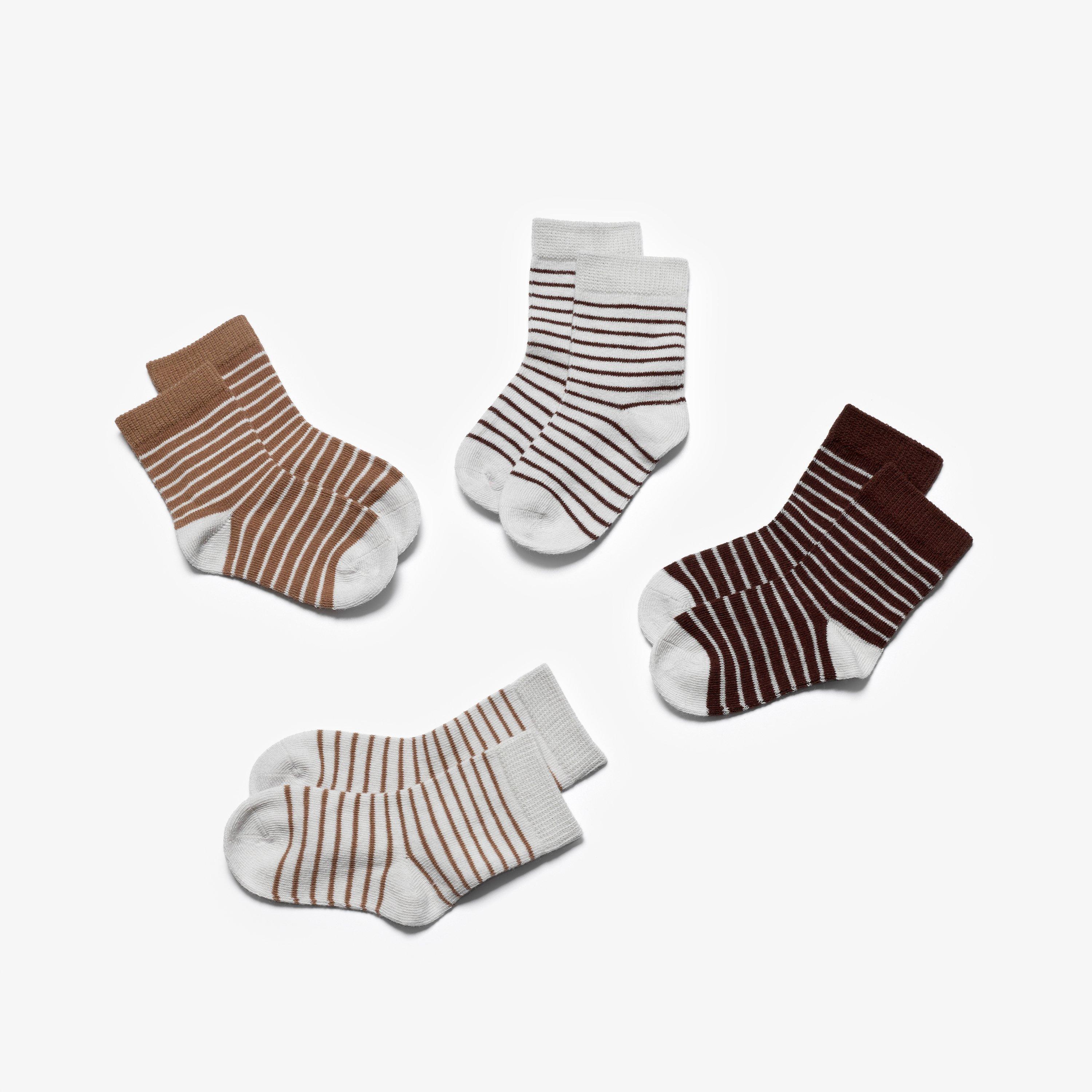 4 Pack Pin Stripe Socks 1-2 Years Brown Combination Socks, view 1 of 2