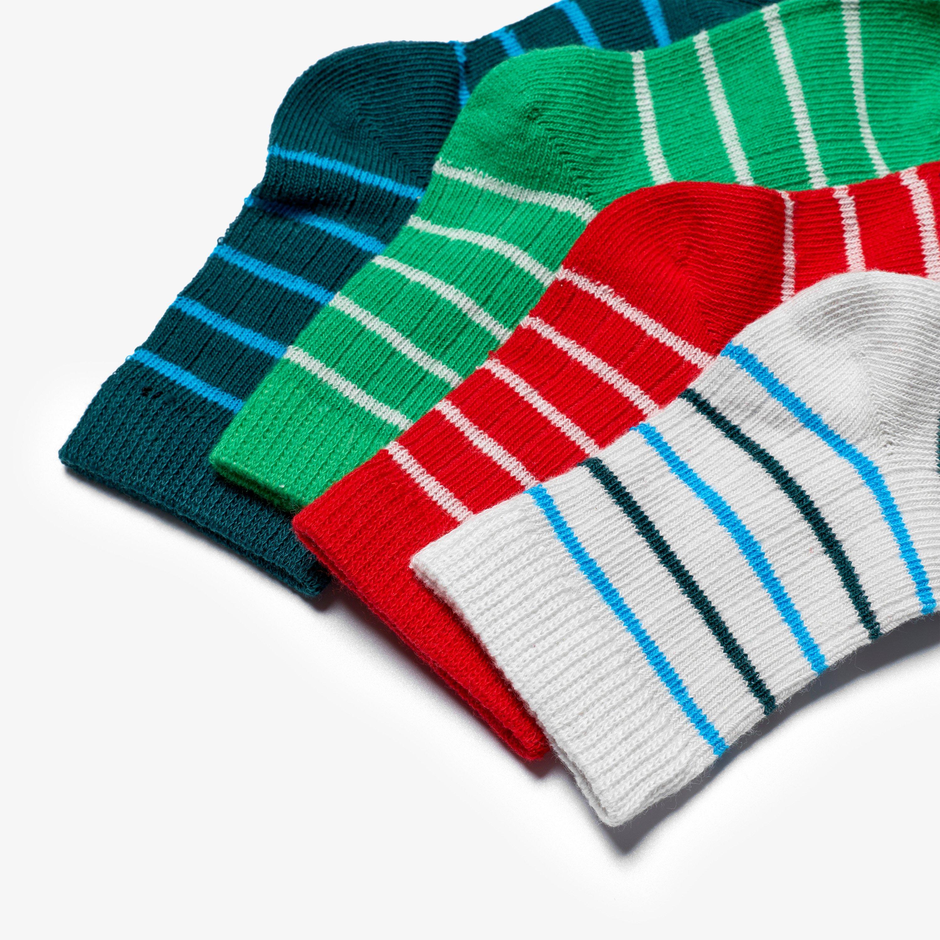 4 Pack Pin Stripe Socks 1-2 Years Green Combination Socks, view 2 of 2
