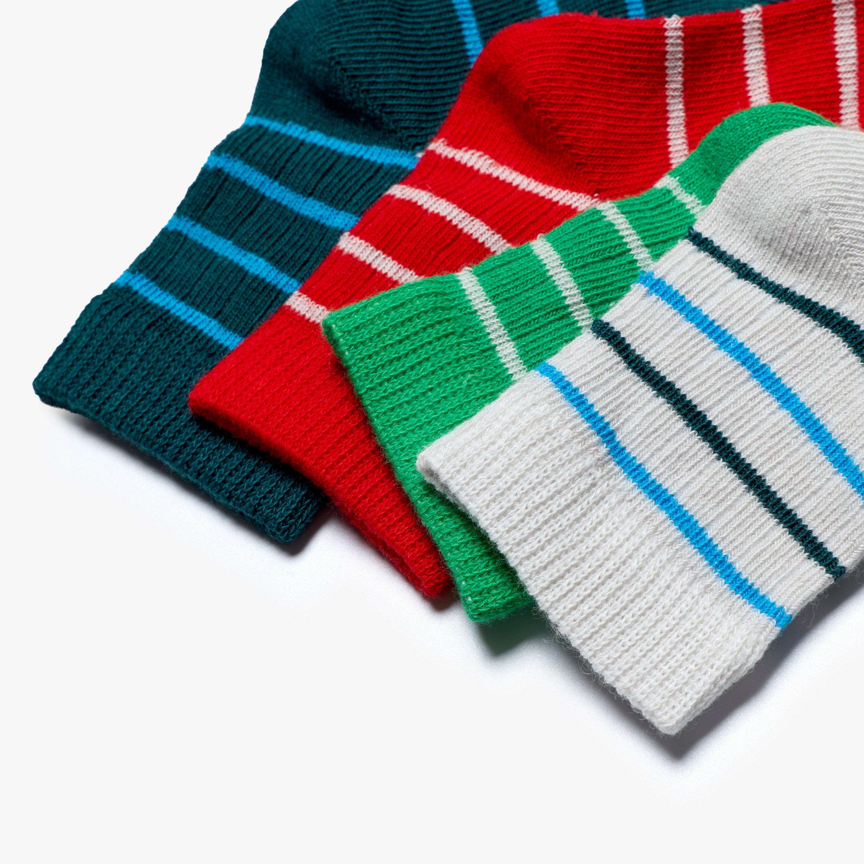 4 Pack Pin Stripe Socks 6-12 Months Green Combination Socks, view 2 of 2
